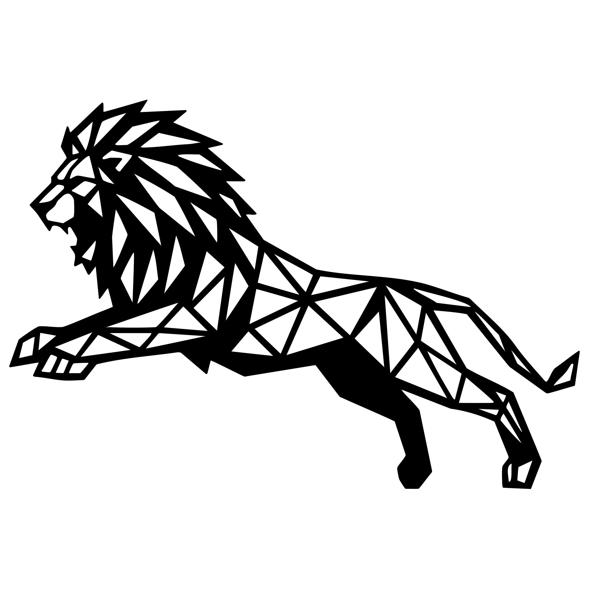 Geometric Lion DXF File – CNC Cutting Design | AWLION1247