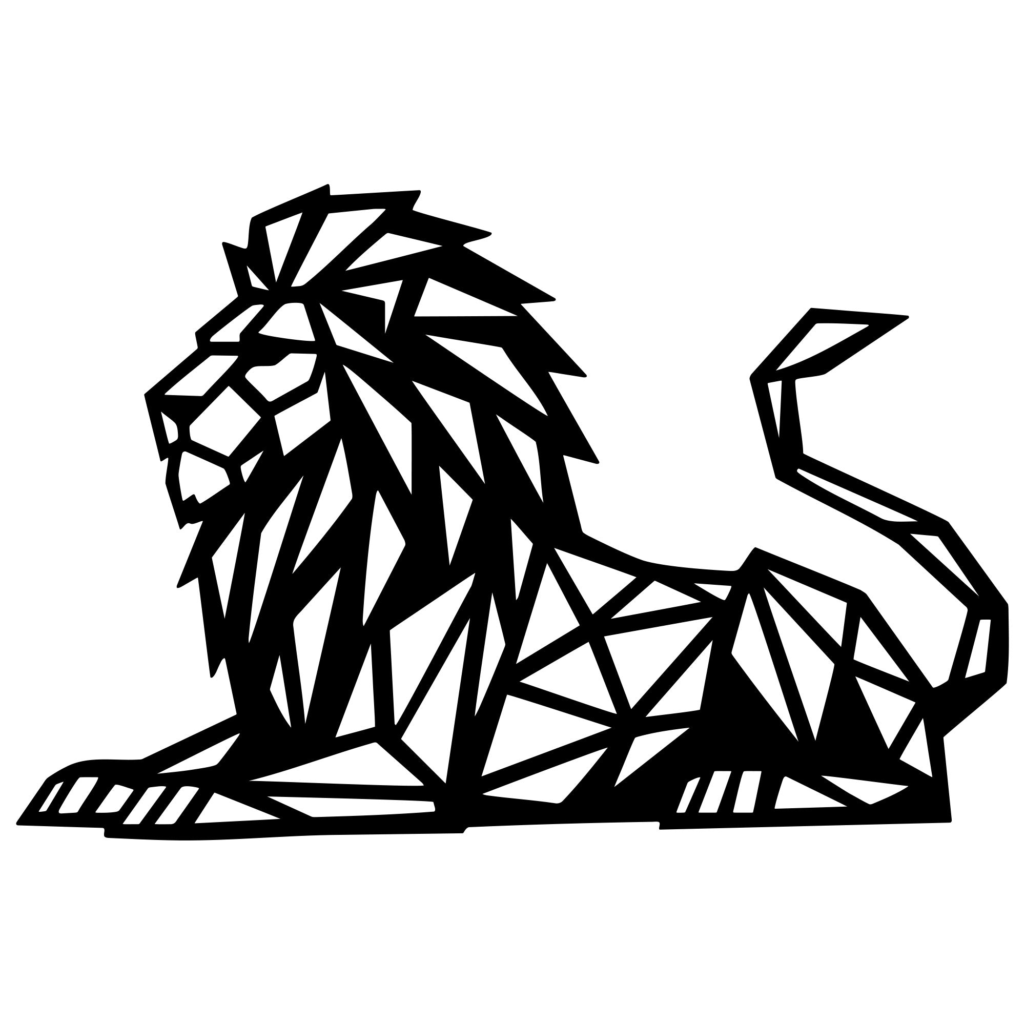 Geometric Lion DXF File – CNC Cutting Design | AWLION1249