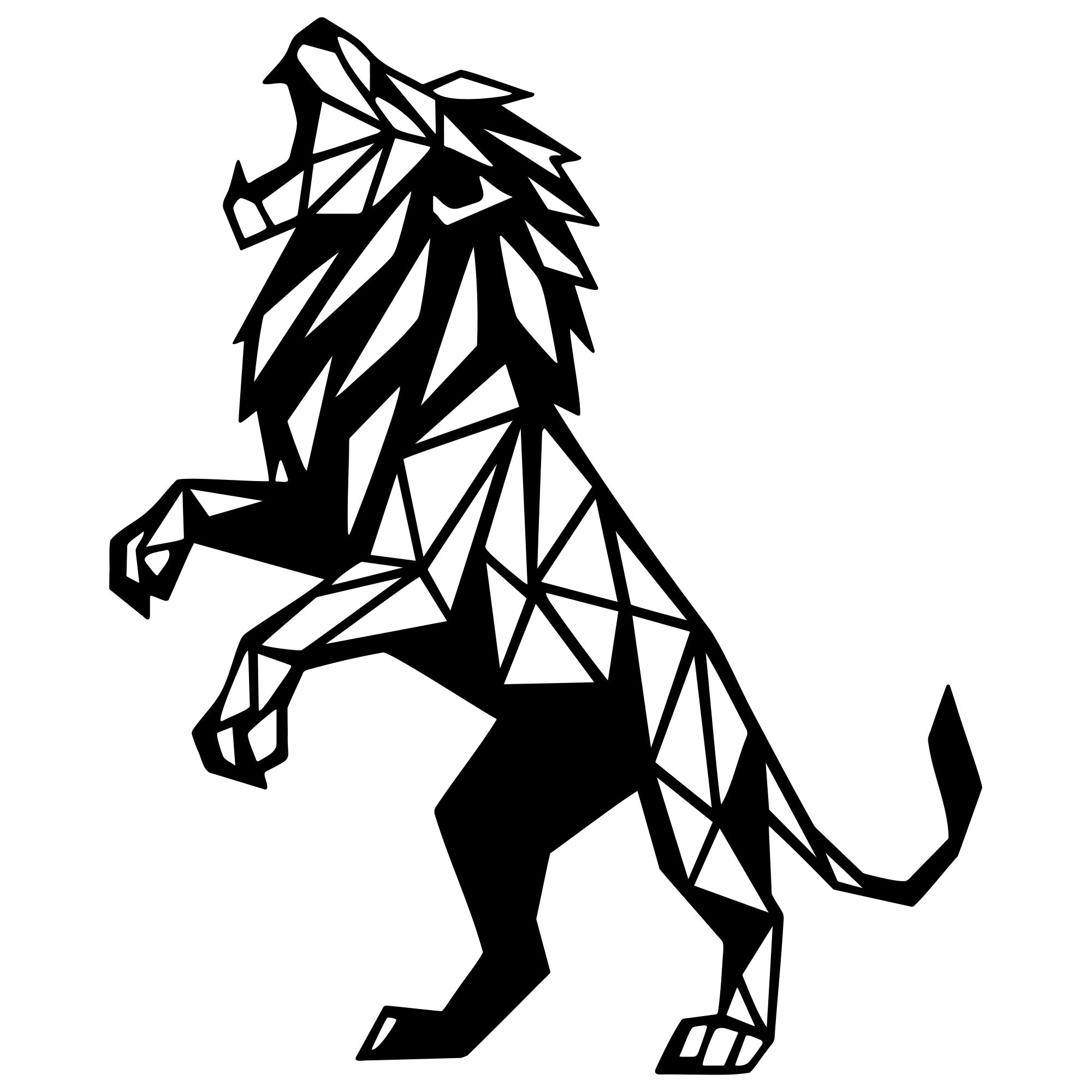 Geometric Lion DXF File – CNC Cutting Design | AWLION1251