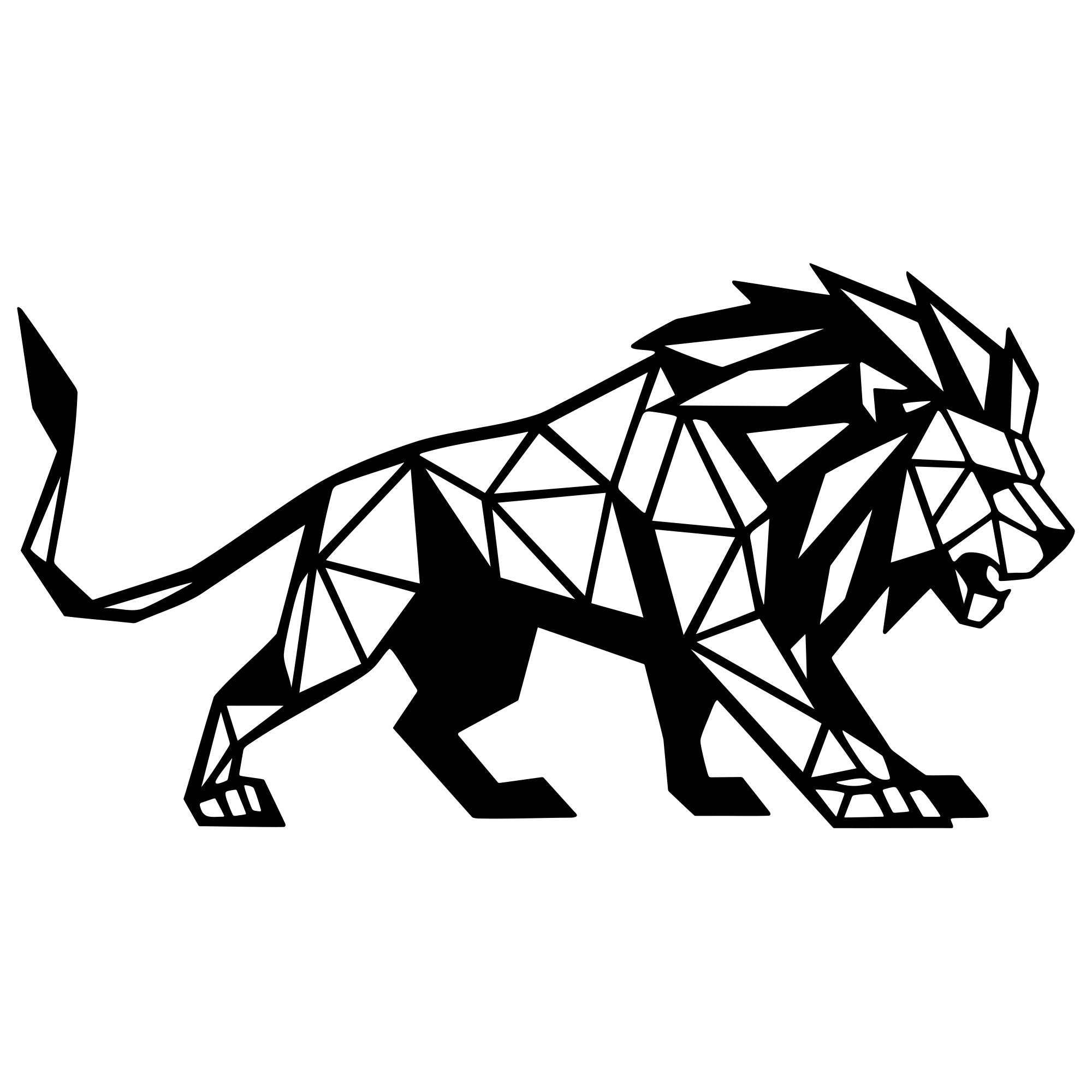 Geometric Lion DXF File – CNC Cutting Design | AWLION1253