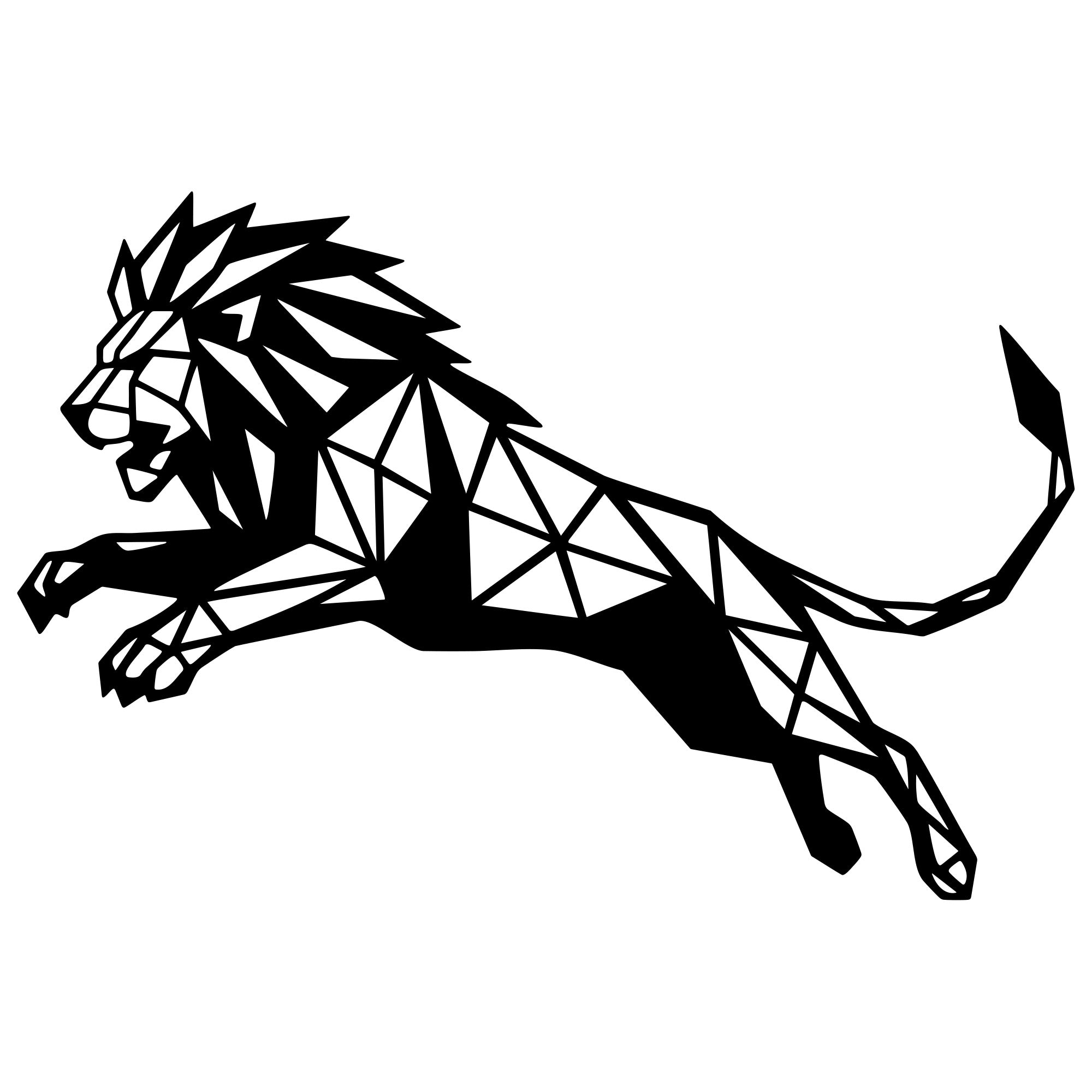 Geometric Lion DXF File – CNC Cutting Design | AWLION1254