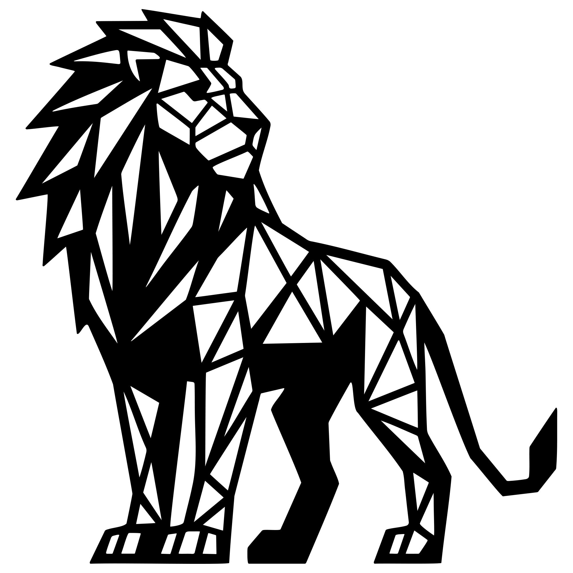 Geometric Lion DXF File – CNC Cutting Design | AWLION1256