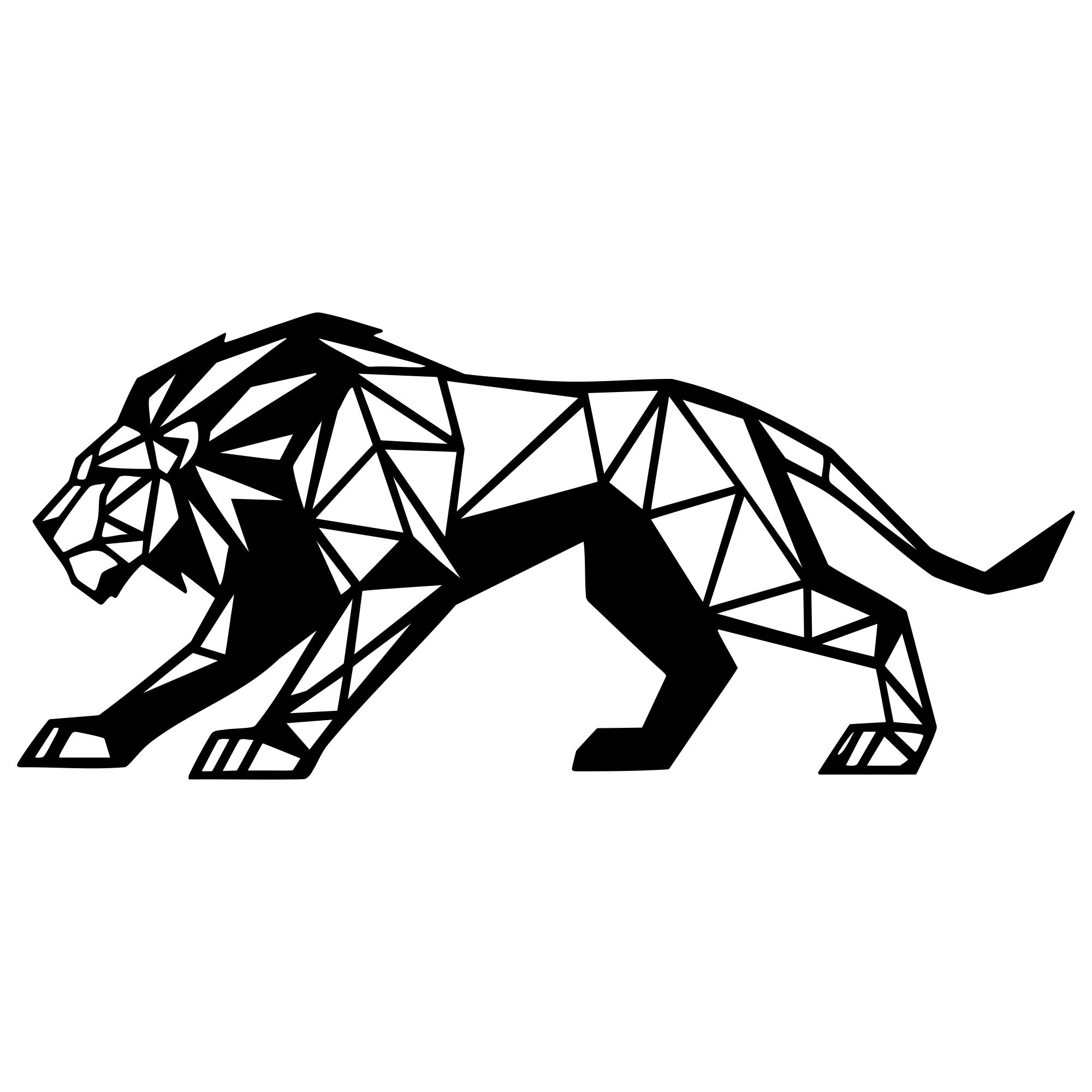 Geometric Lion DXF File – CNC Cutting Design | AWLION1257