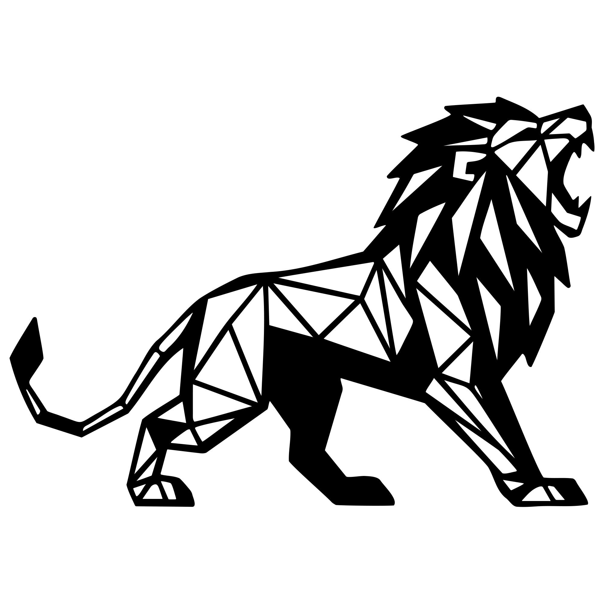 Geometric Lion DXF File – CNC Cutting Design | AWLION1258