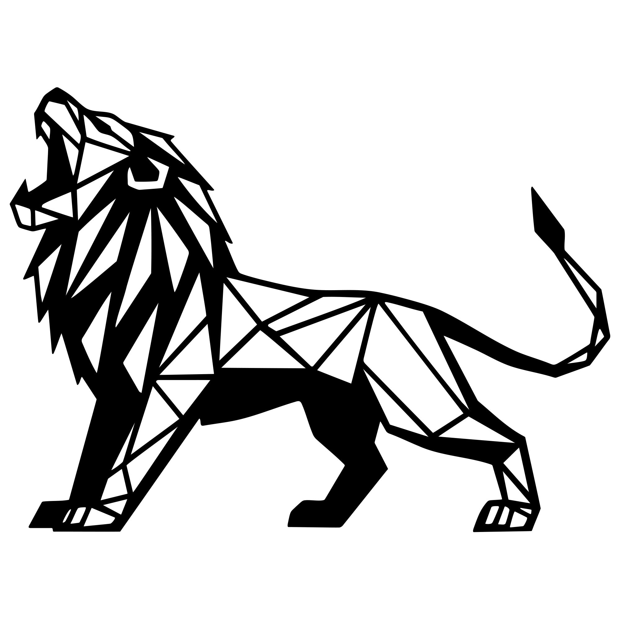 Geometric Lion DXF File – CNC Cutting Design | AWLION1259