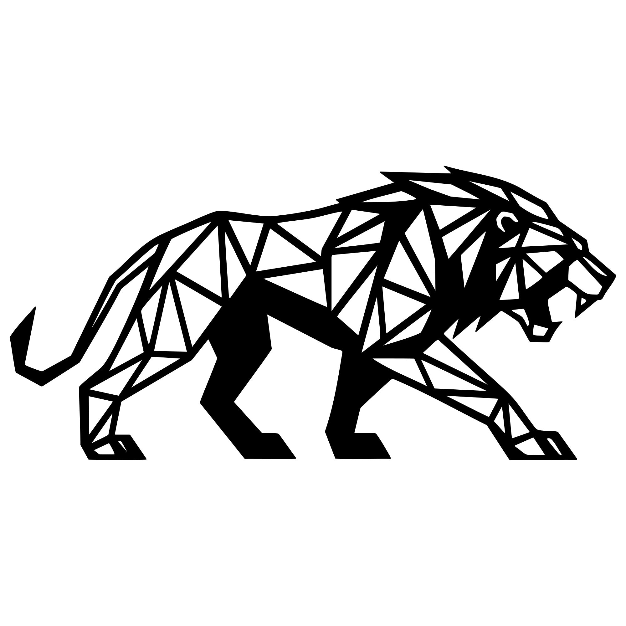 Geometric Lion DXF File – CNC Cutting Design | AWLION1261