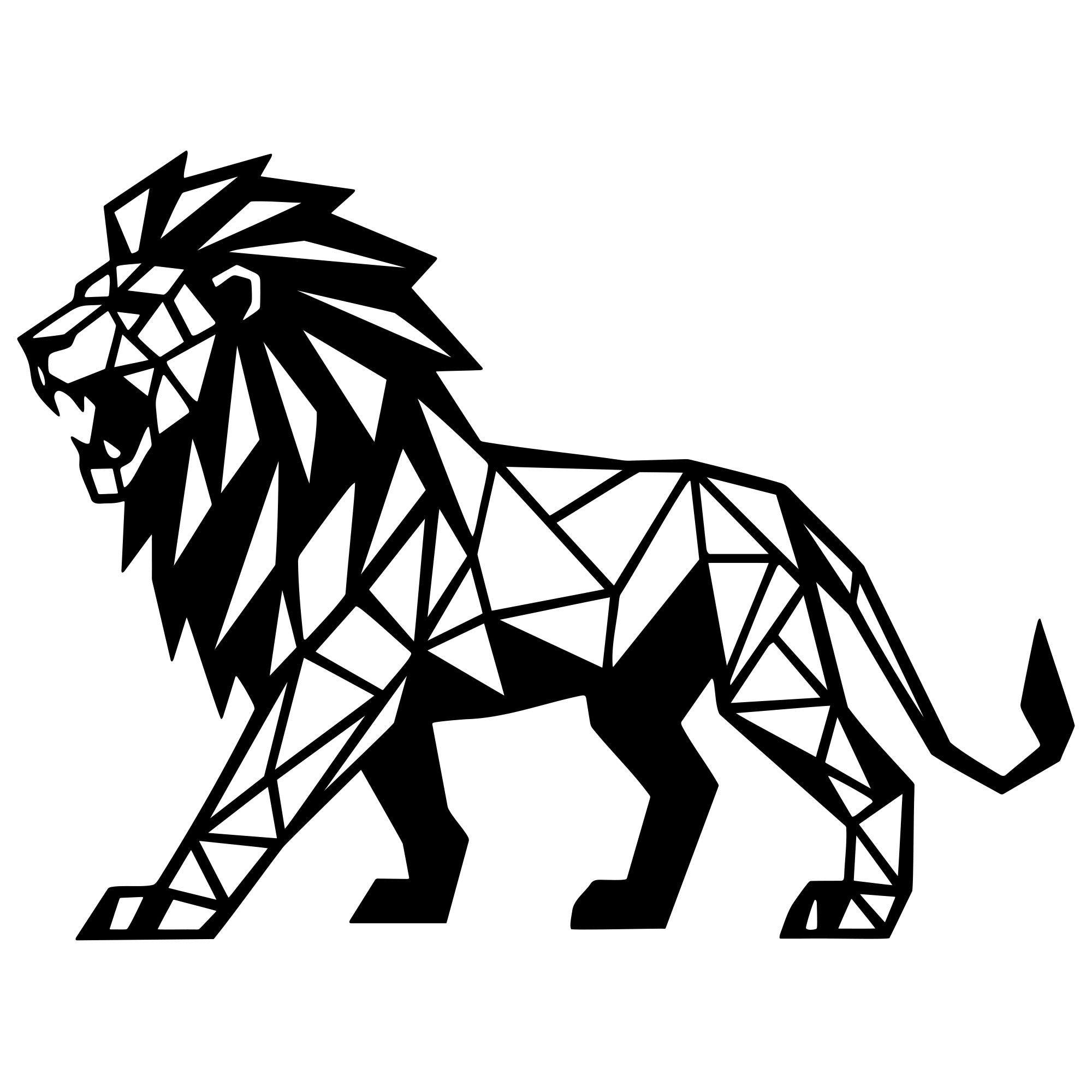 Geometric Lion DXF File – CNC Cutting Design | AWLION1263