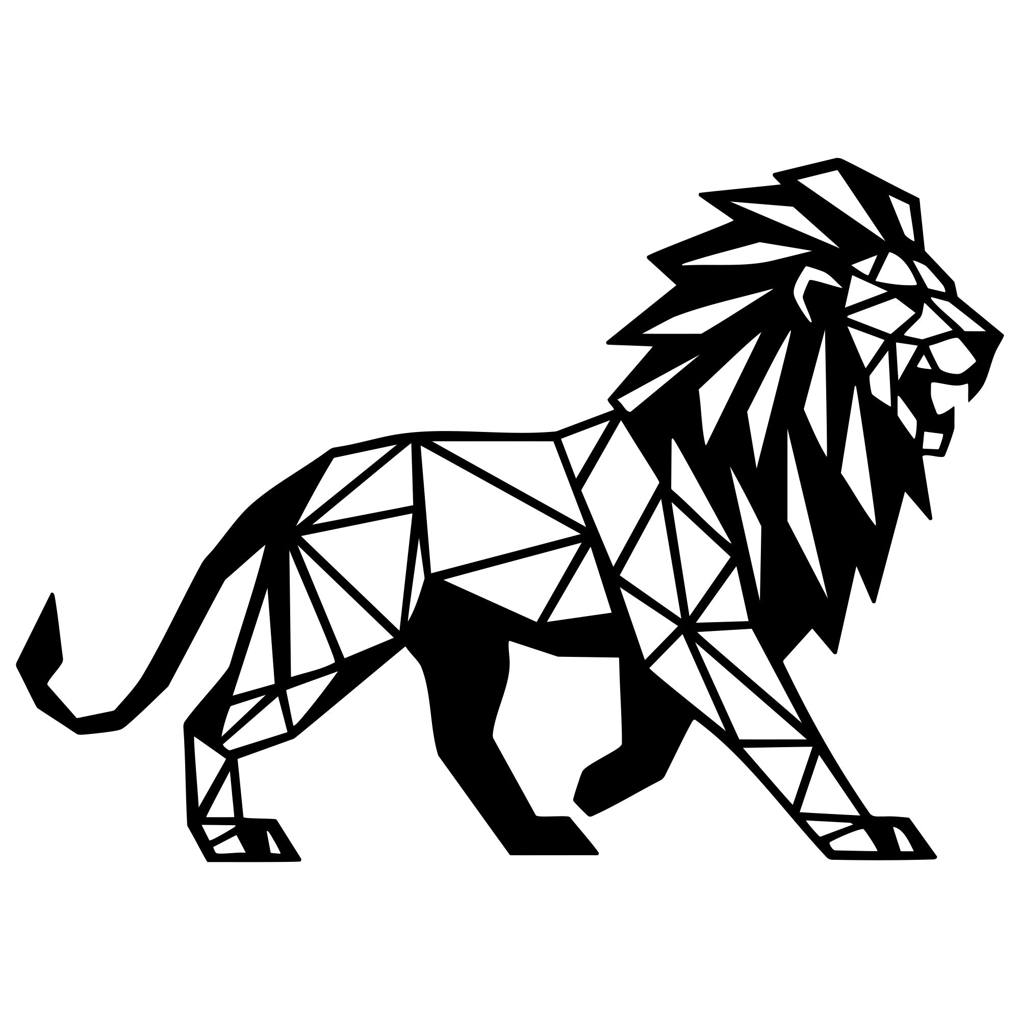 Geometric Lion DXF File – CNC Cutting Design | AWLION1264