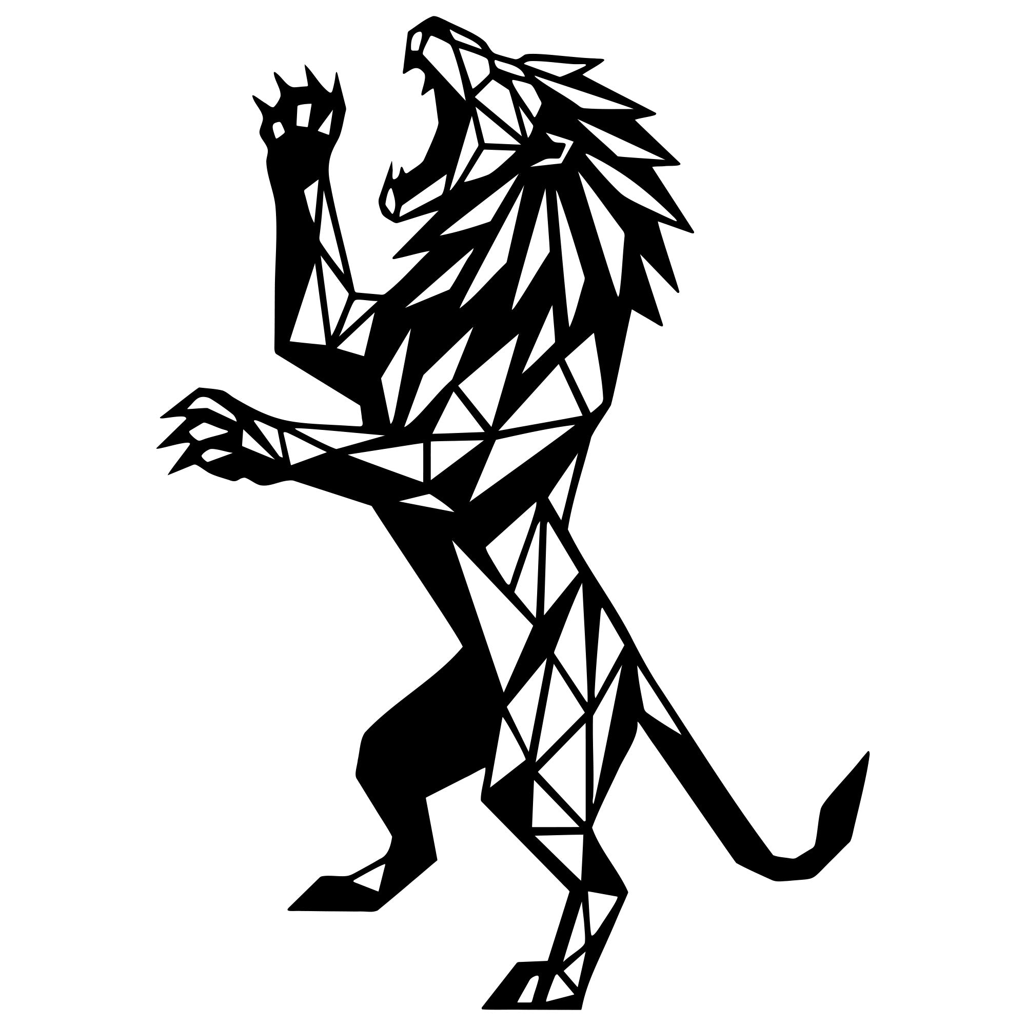 Geometric Lion DXF File – CNC Cutting Design | AWLION1268