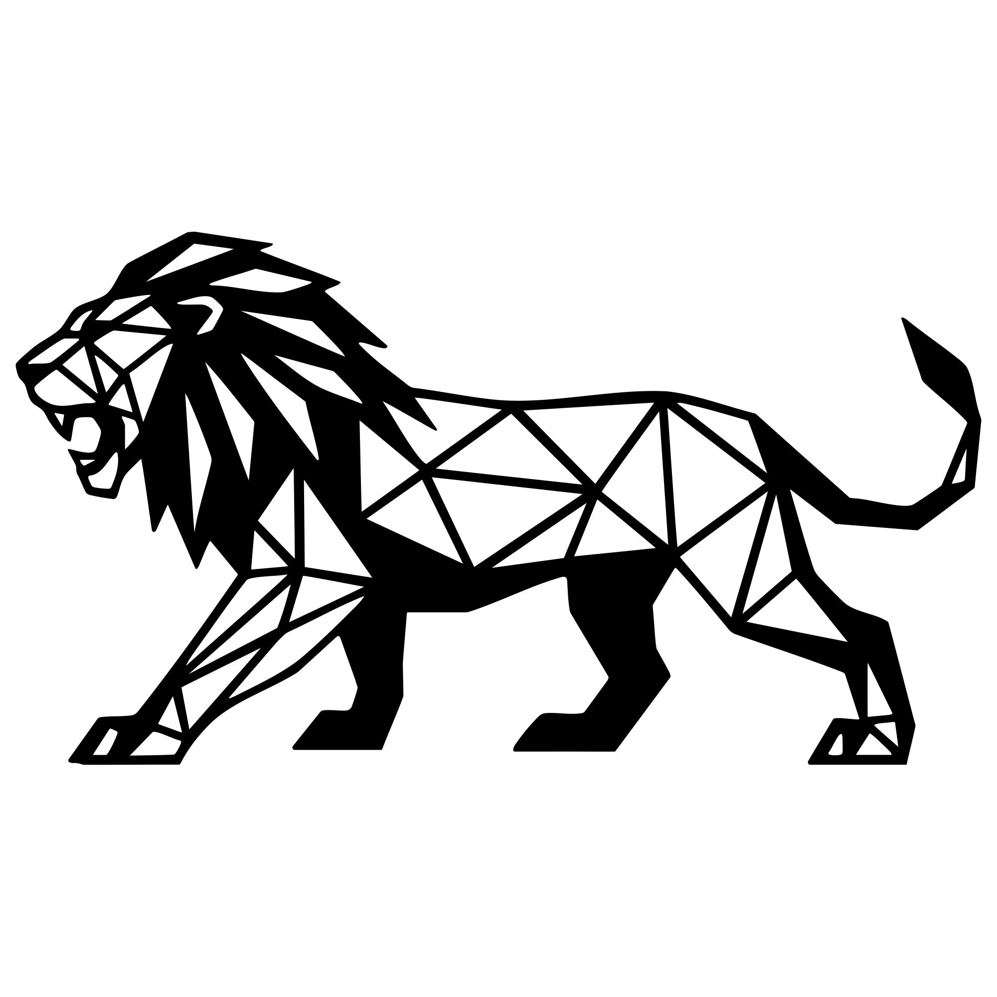 Geometric Lion DXF File – CNC Cutting Design | AWLION1270