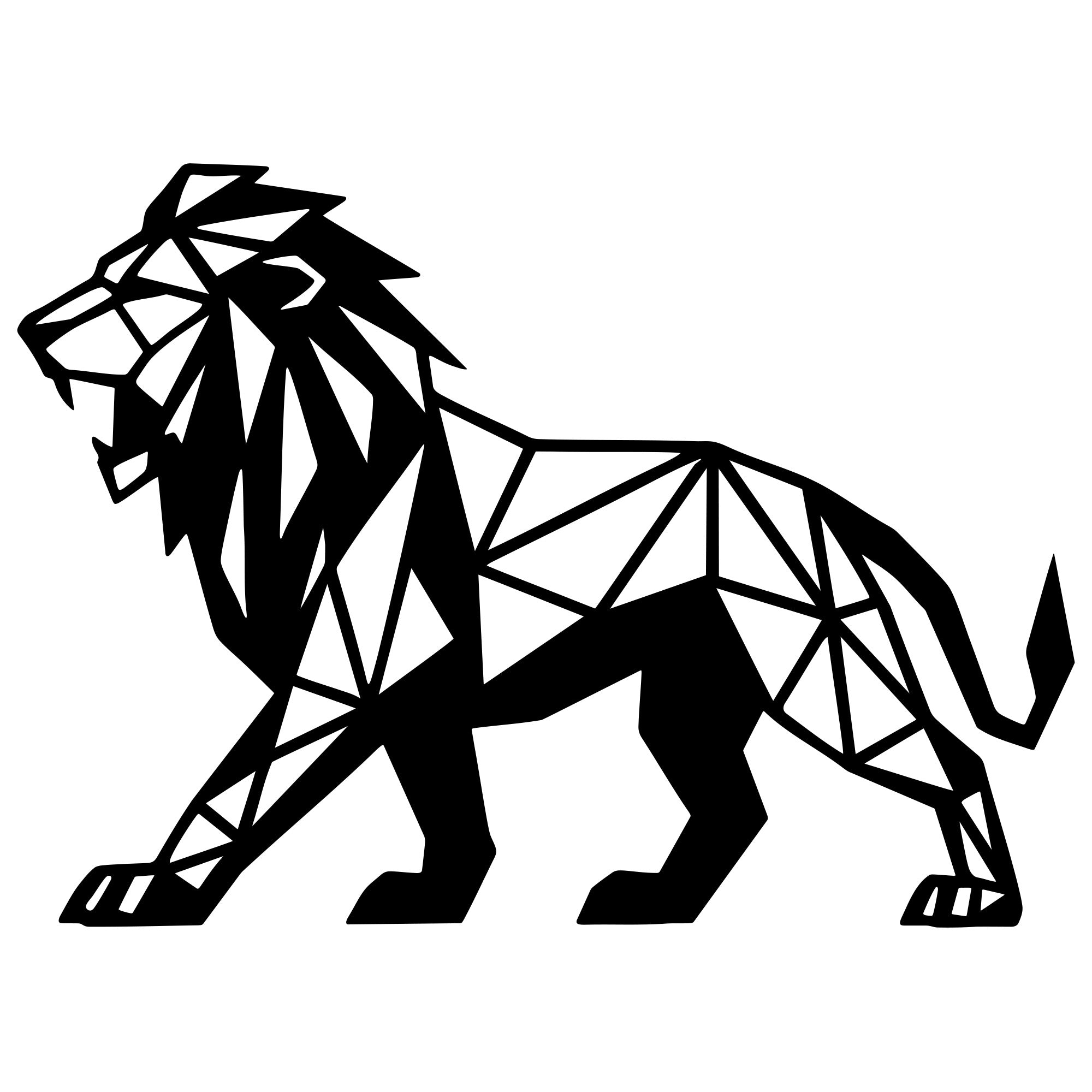 Geometric Lion DXF File – CNC Cutting Design | AWLION1272