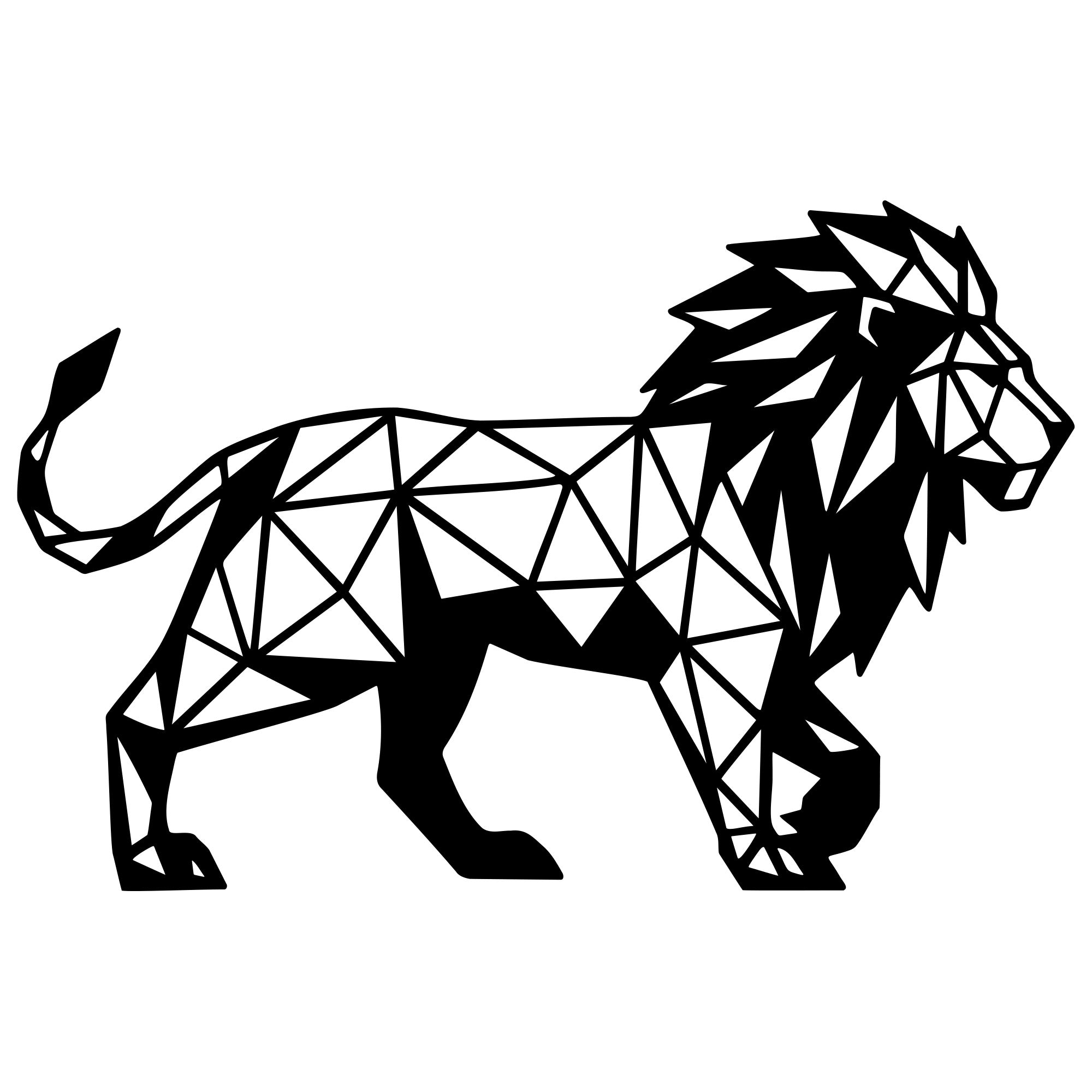 Geometric Lion DXF File – CNC Cutting Design | AWLION1273