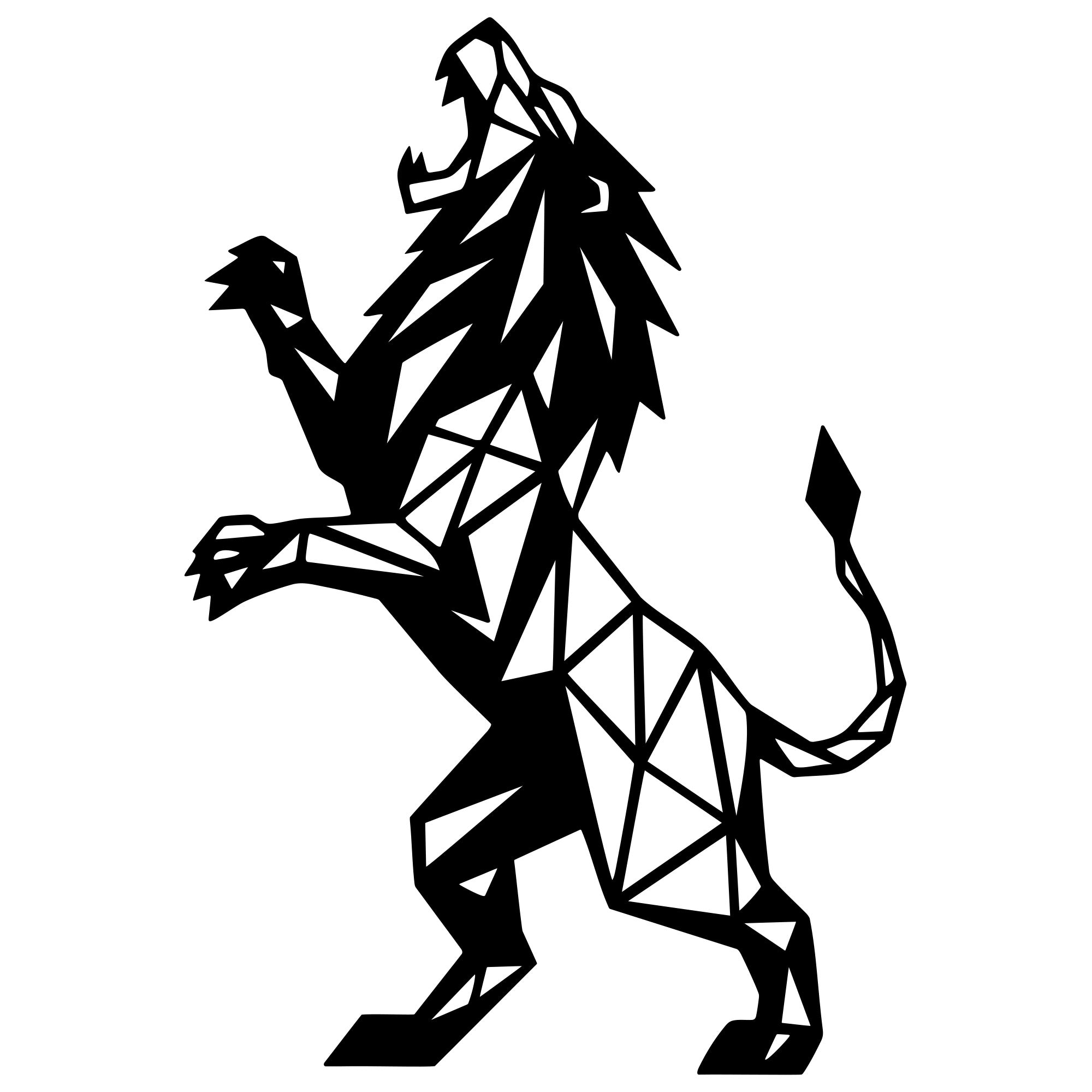 Geometric Lion DXF File – CNC Cutting Design | AWLION1274