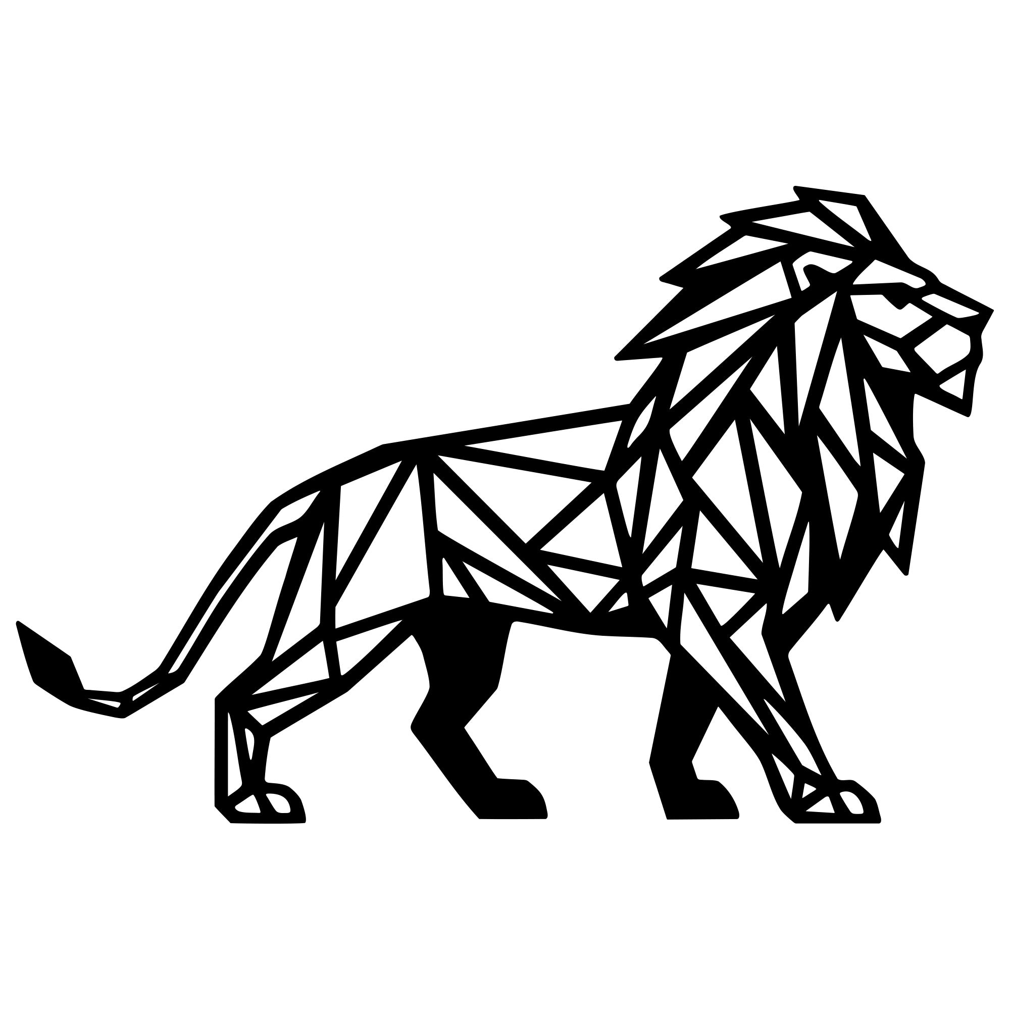 Geometric Lion DXF File – CNC Cutting Design | AWLION1279