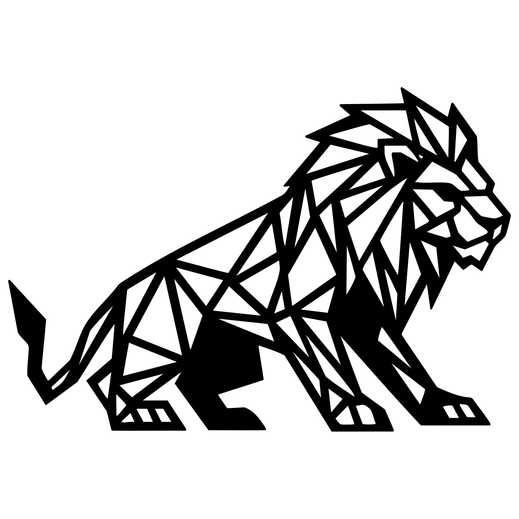 Geometric Lion DXF File – CNC Cutting Design | AWLION1282