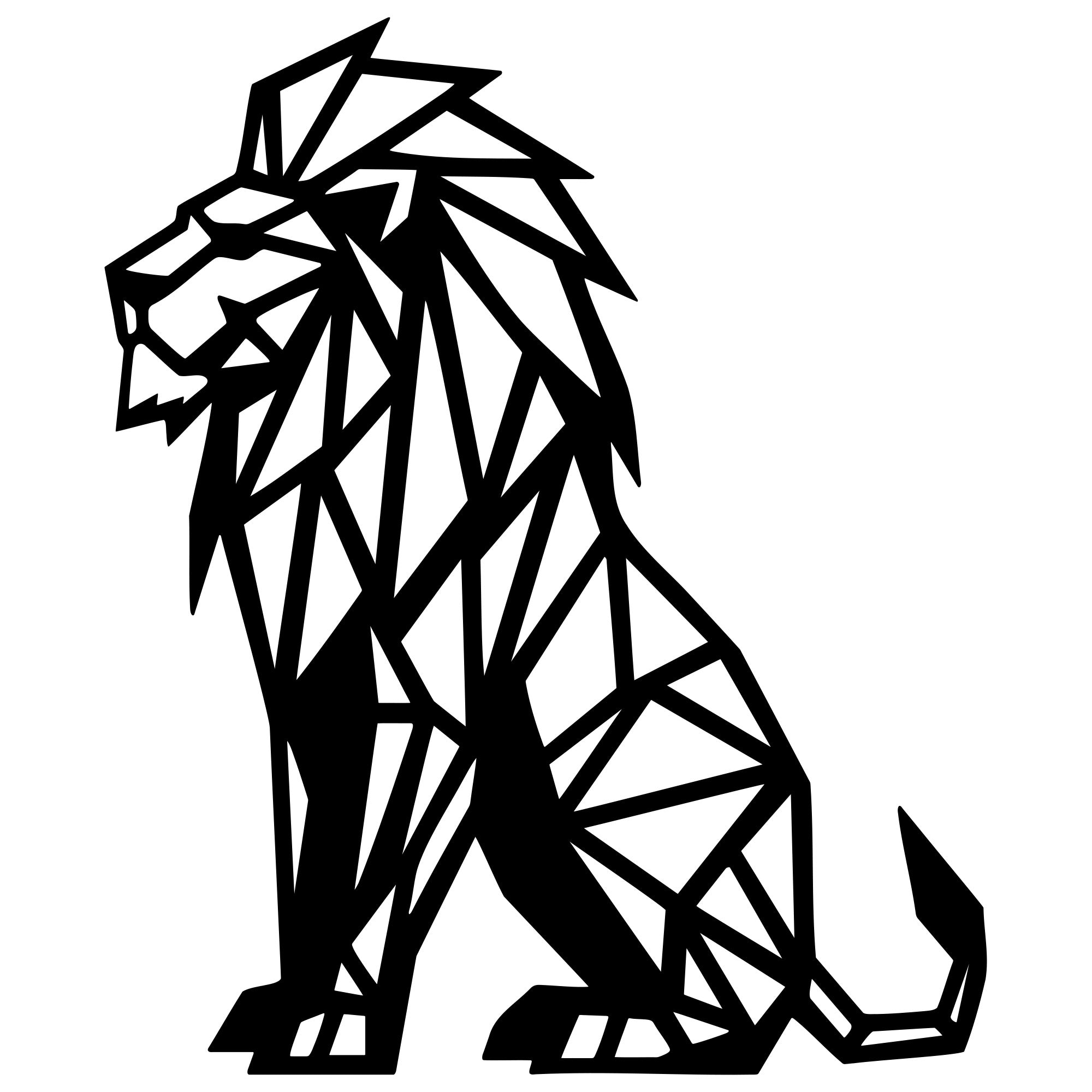 Geometric Lion DXF File – CNC Cutting Design | AWLION1283