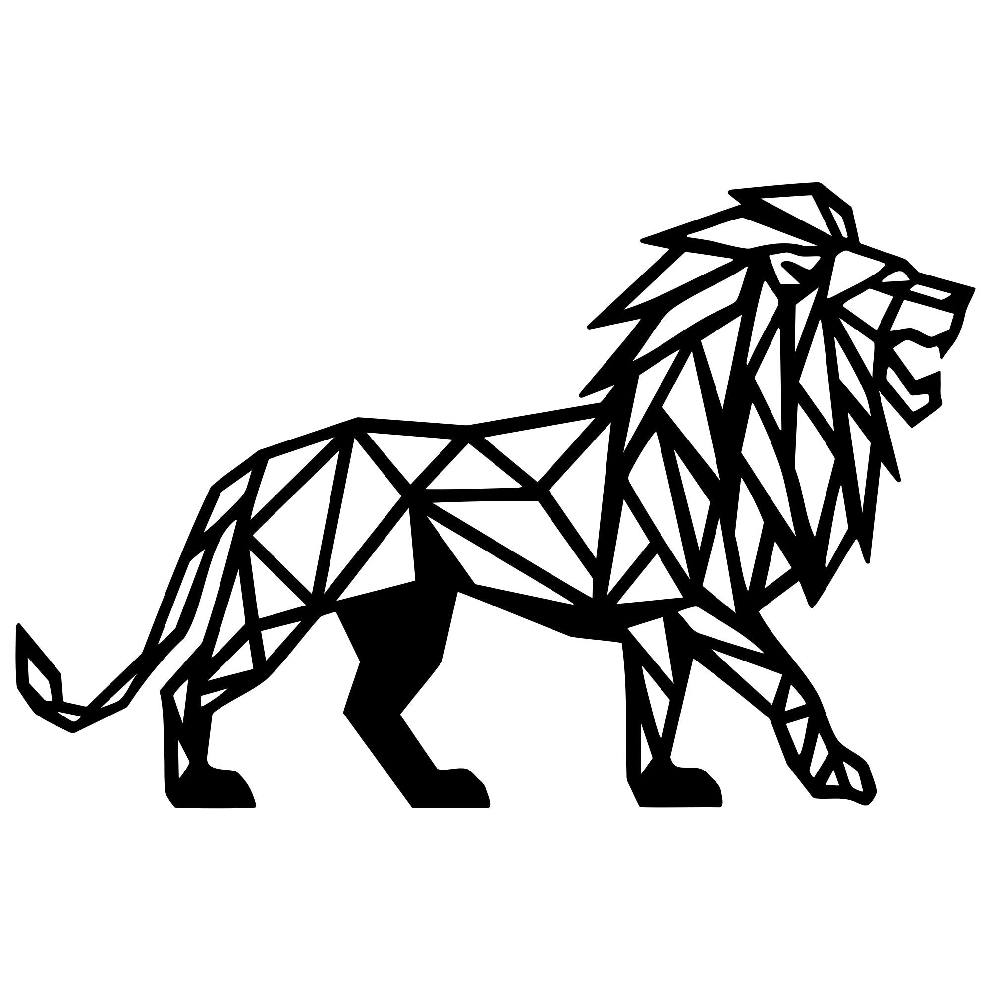 Geometric Lion DXF File – CNC Cutting Design | AWLION1285