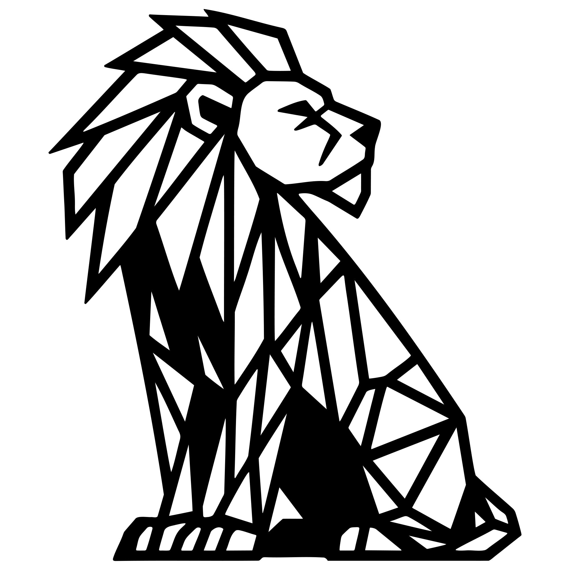 Geometric Lion DXF File – CNC Cutting Design | AWLION1286