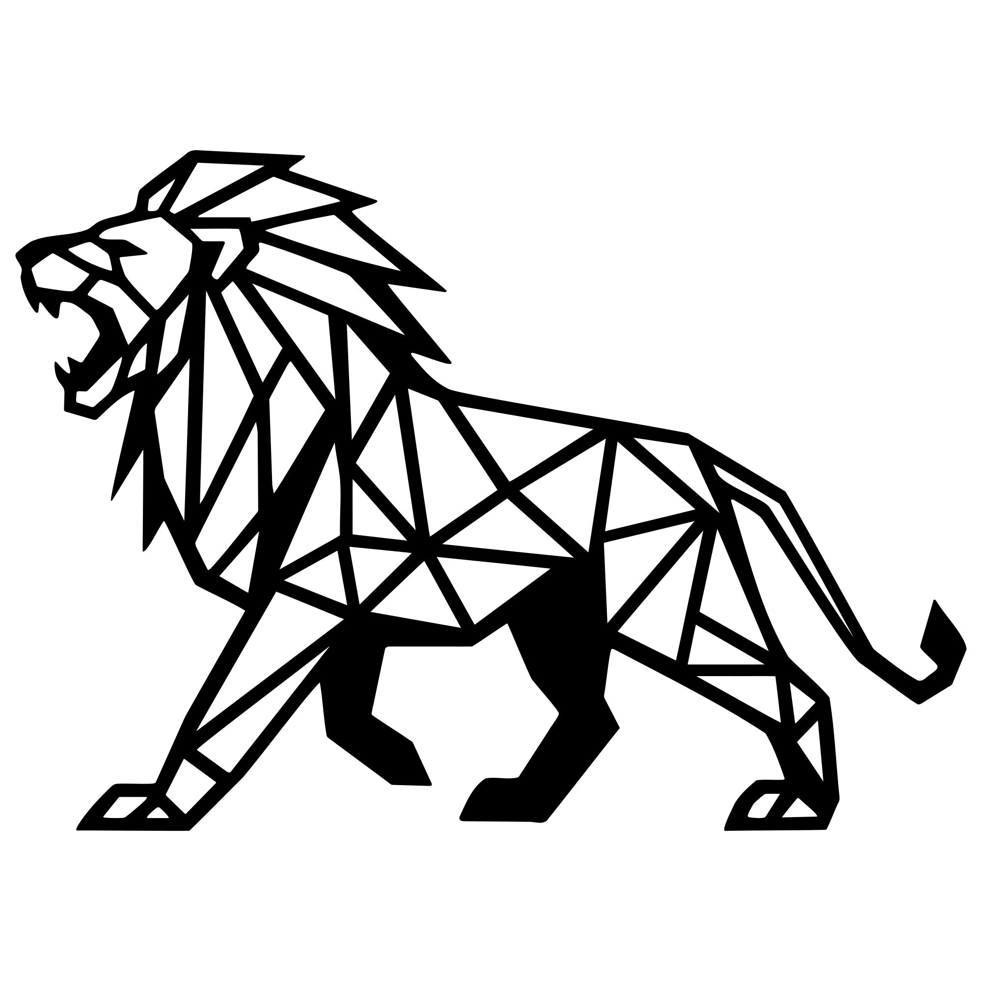 Geometric Lion DXF File – CNC Cutting Design | AWLION1287