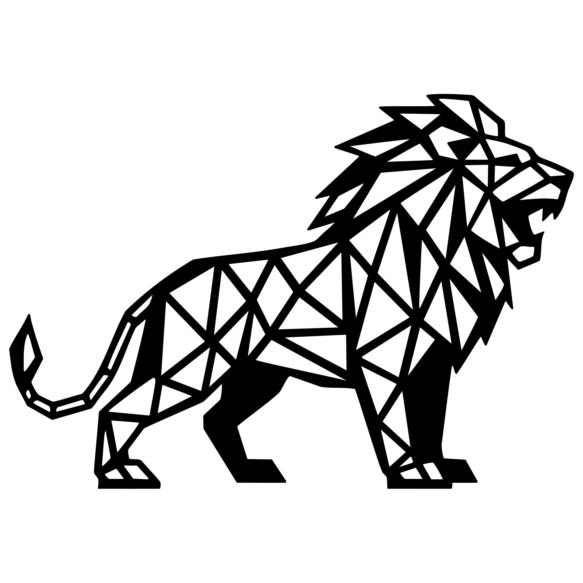 Geometric Lion DXF File – CNC Cutting Design | AWLION1288