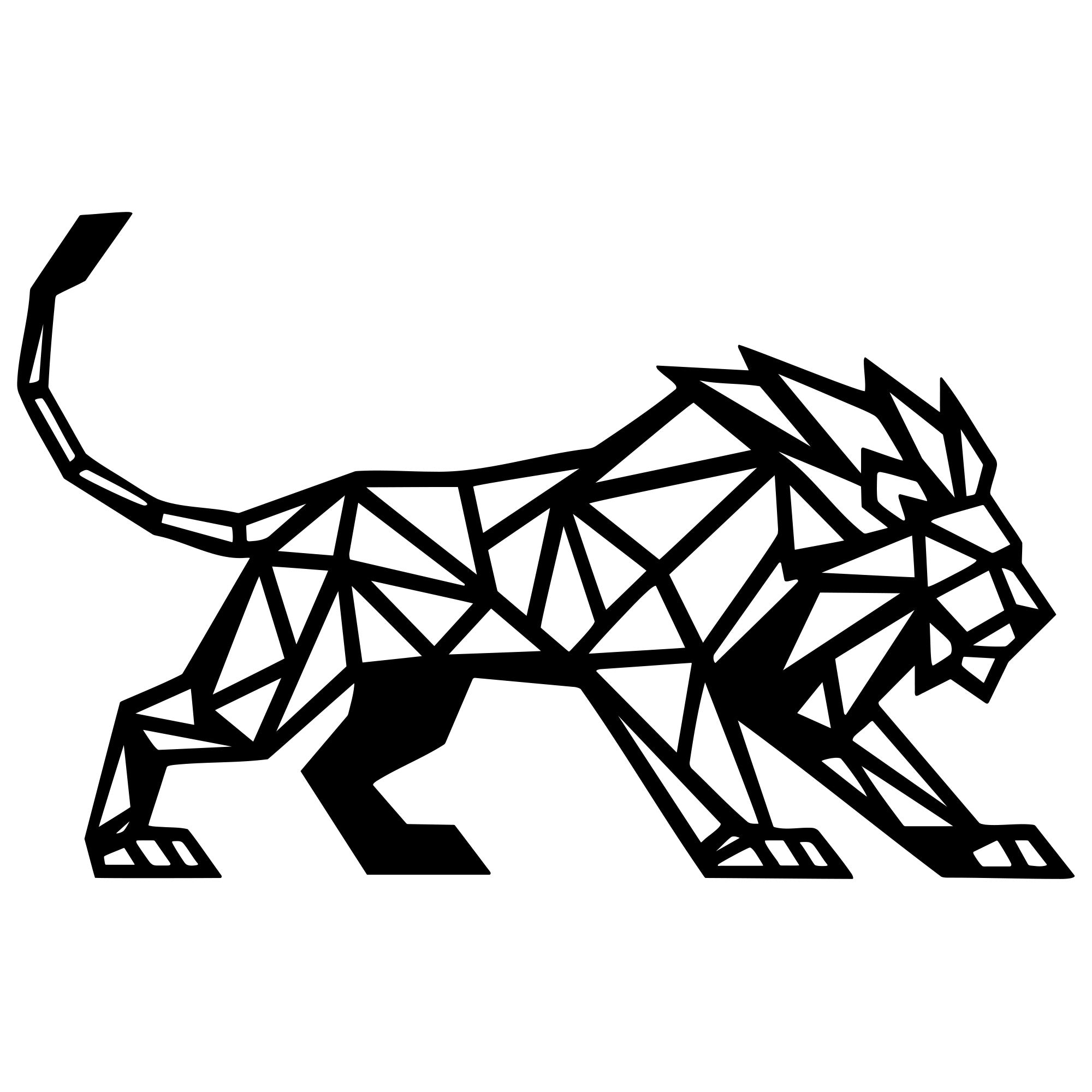 Geometric Lion DXF File – CNC Cutting Design | AWLION1292