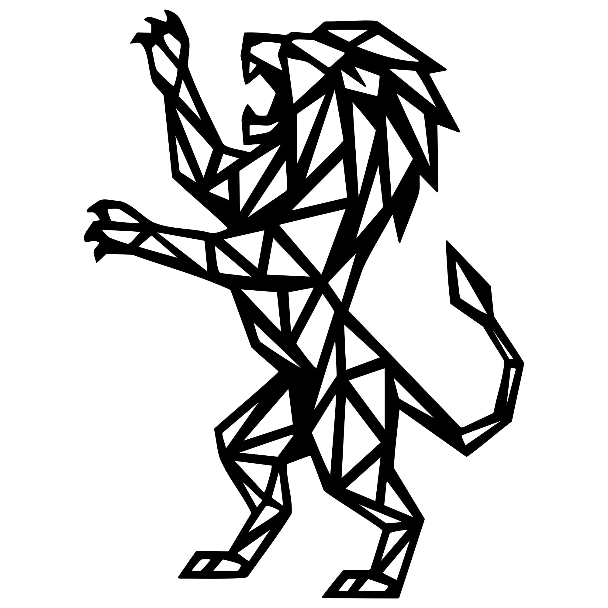 Geometric Lion DXF File – CNC Cutting Design | AWLION1293
