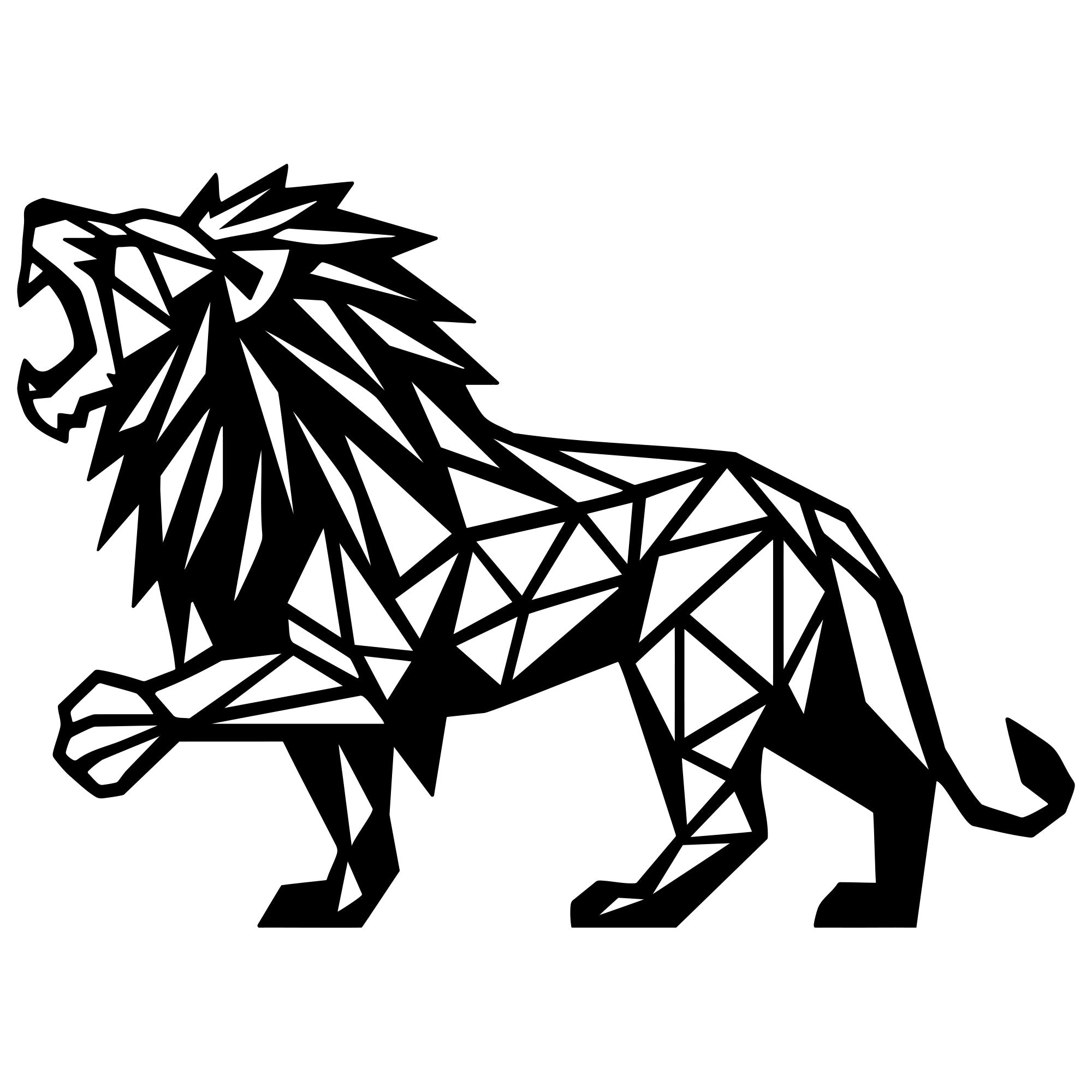 Geometric Lion DXF File – CNC Cutting Design | AWLION1294
