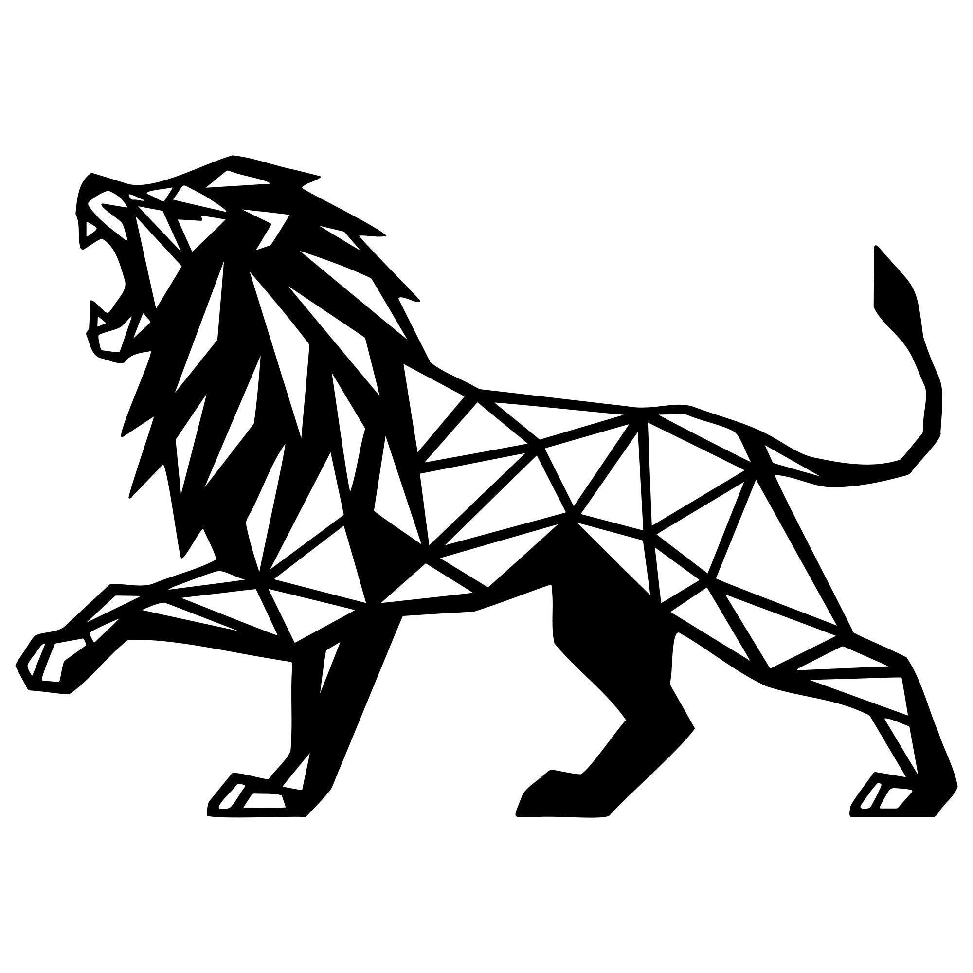 Geometric Lion DXF File – CNC Cutting Design | AWLION1297
