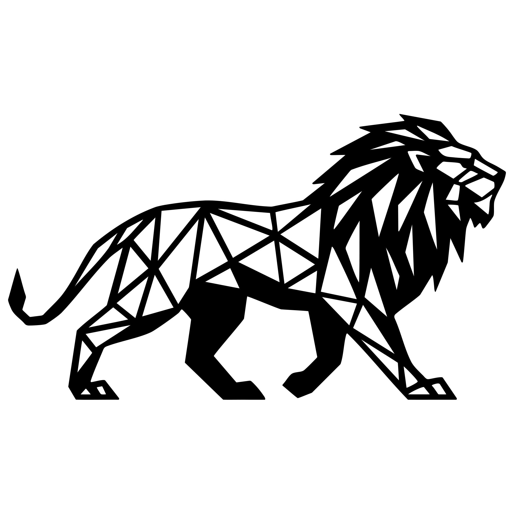 Geometric Lion DXF File – CNC Cutting Design | AWLION1298