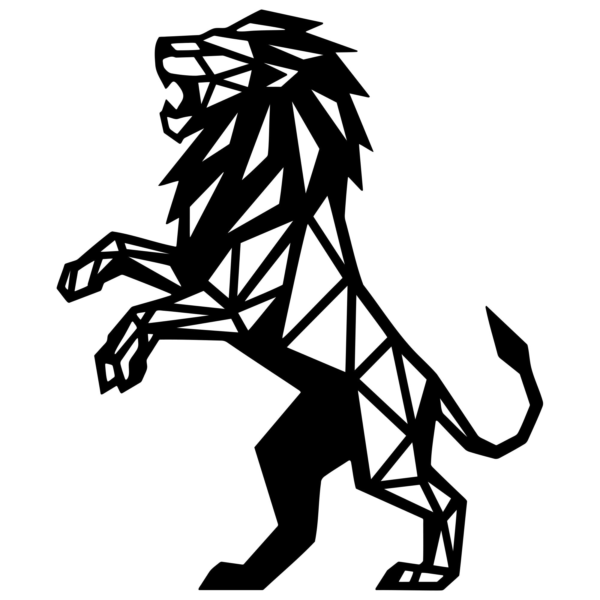 Geometric Lion DXF File – CNC Cutting Design | AWLION1300