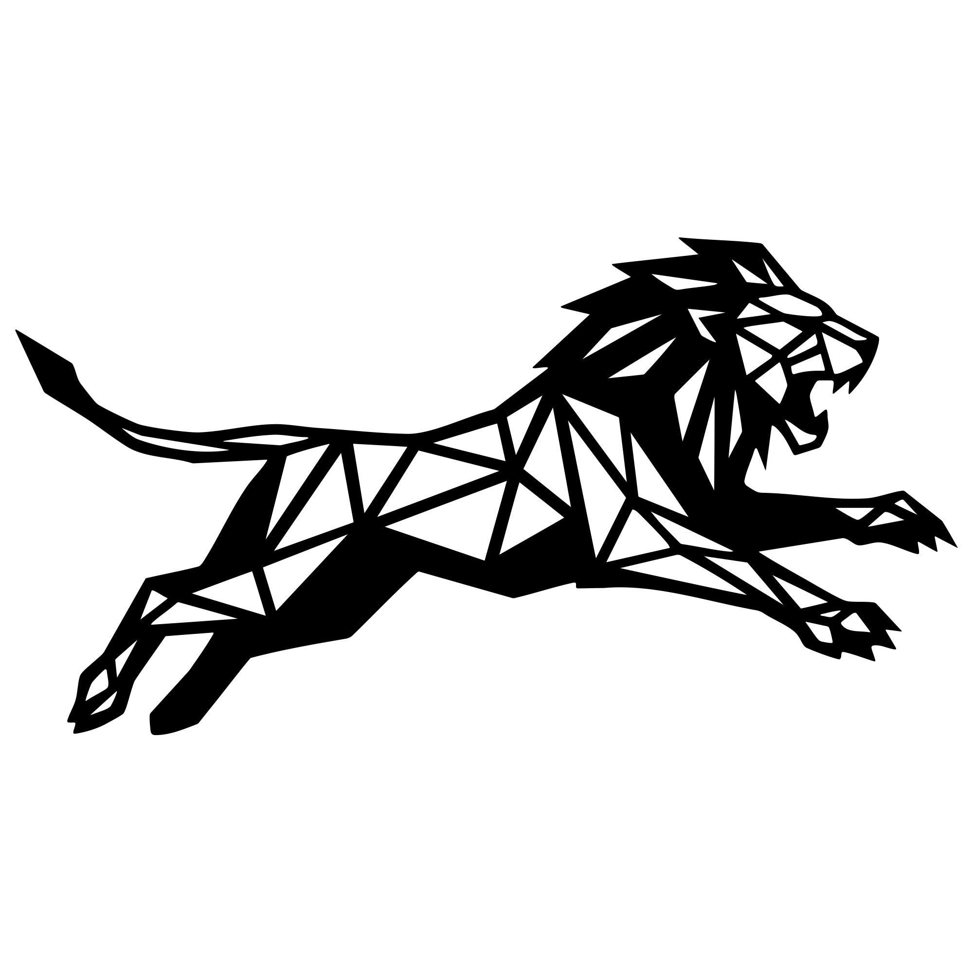 Geometric Lion DXF File – CNC Cutting Design | AWLION1301