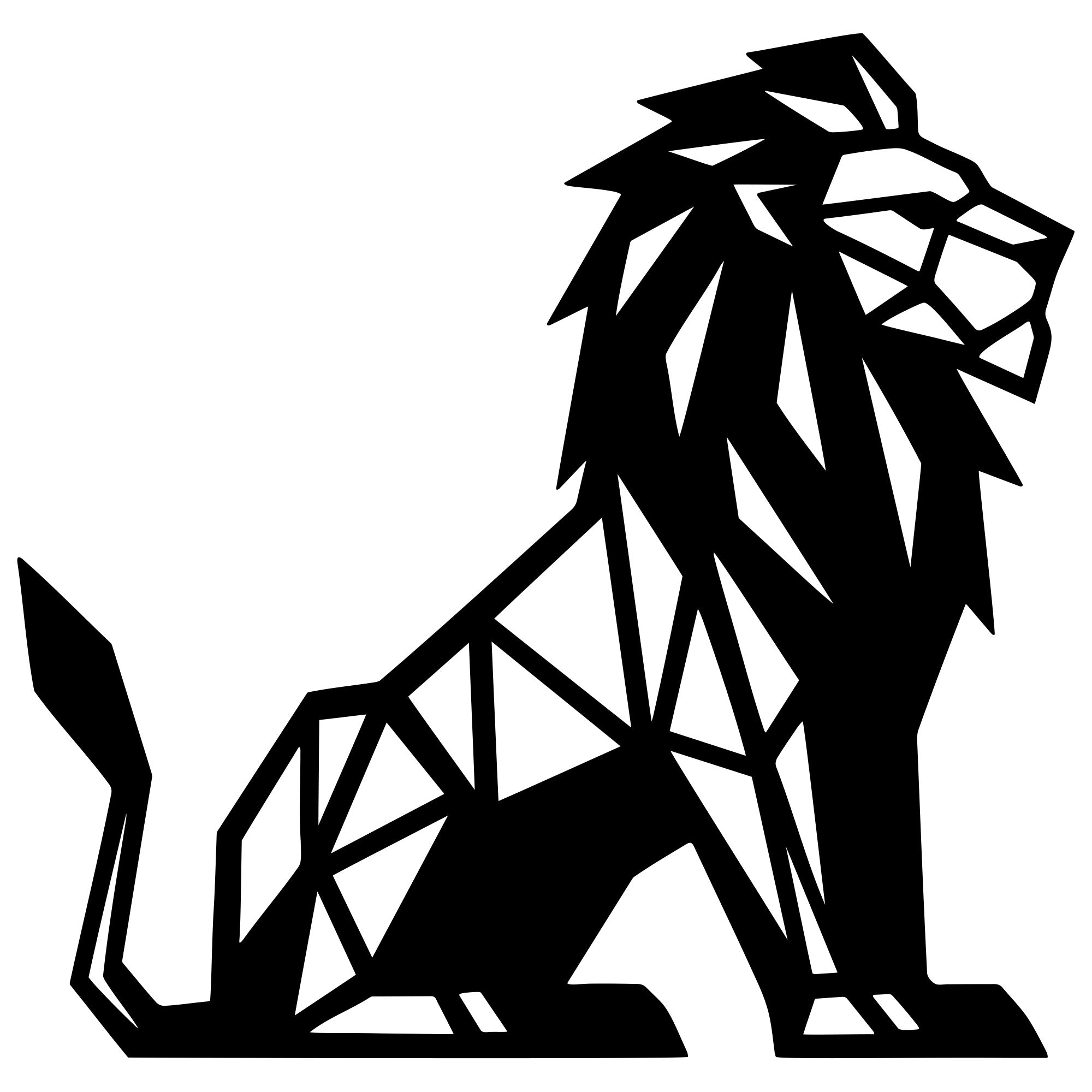 Geometric Lion DXF File – CNC Cutting Design | AWLION1303