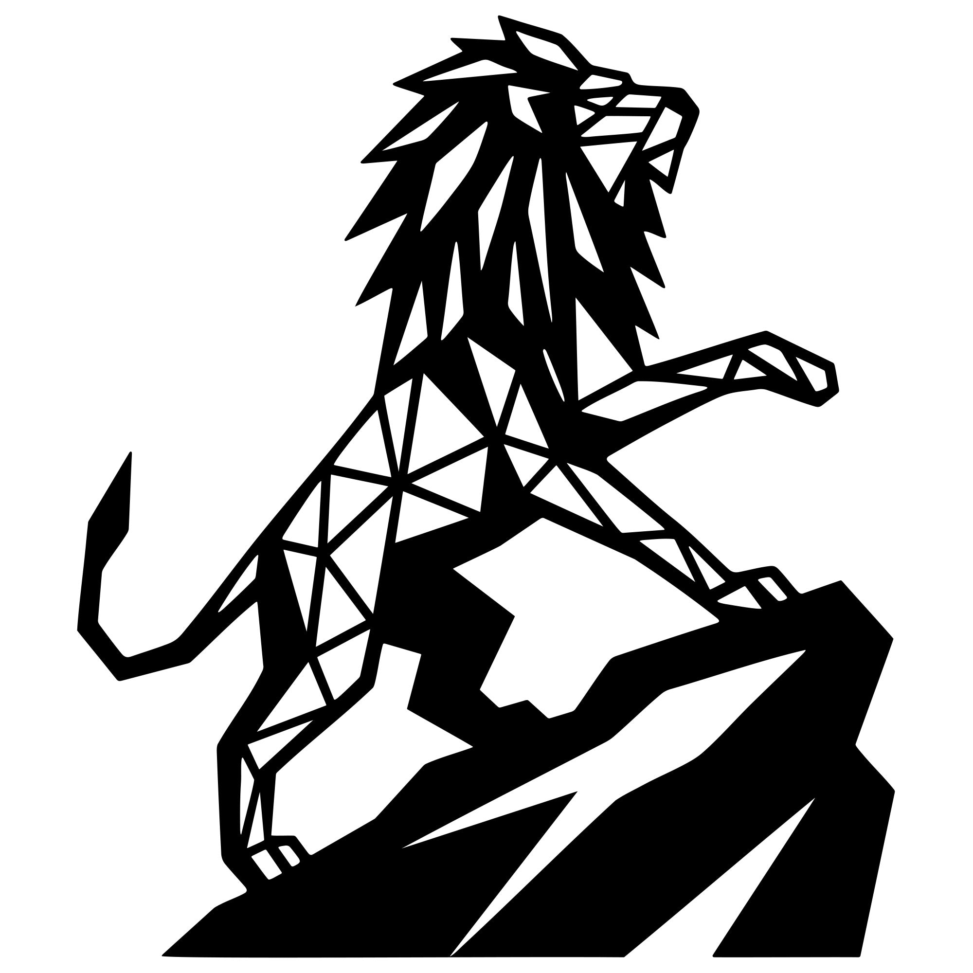 Geometric Lion DXF File – CNC Cutting Design | AWLION1306