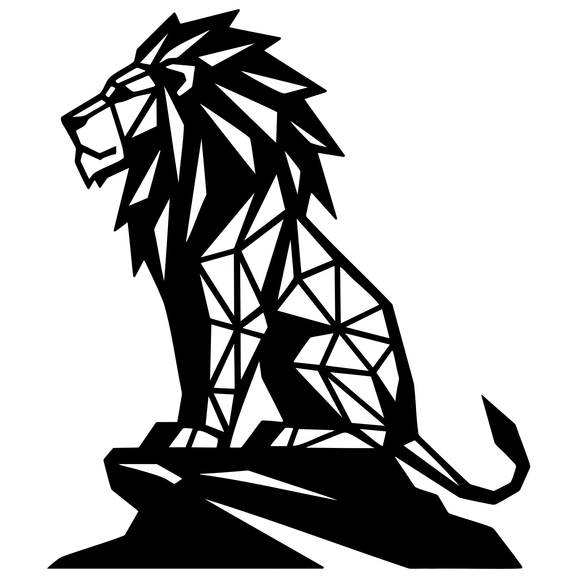 Geometric Lion DXF File – CNC Cutting Design | AWLION1307