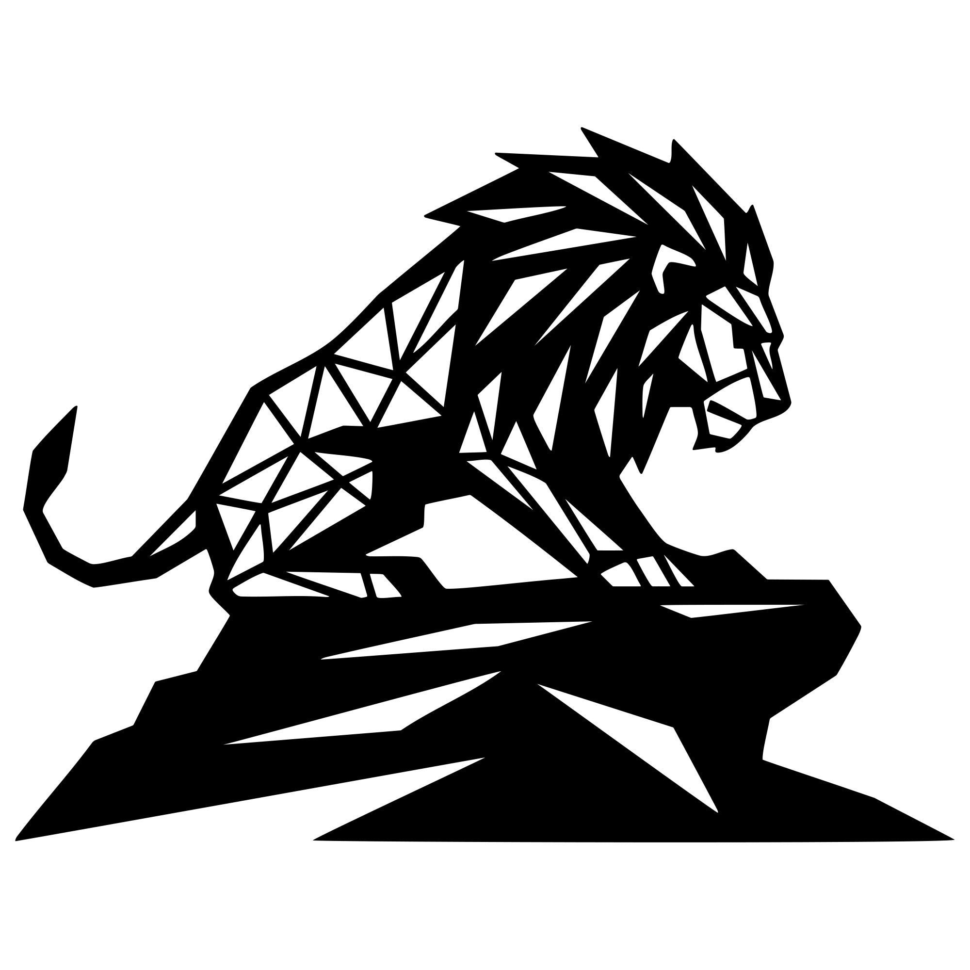 Geometric Lion DXF File – CNC Cutting Design | AWLION1308