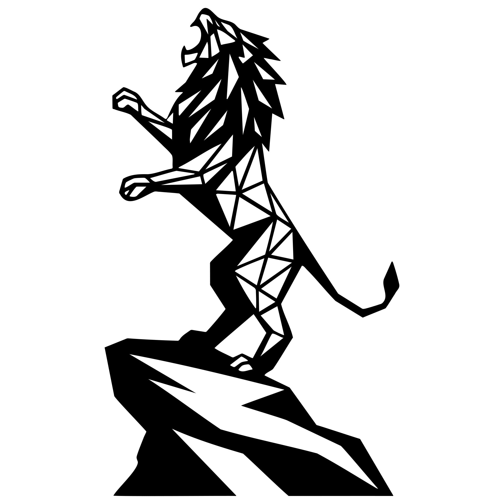 Geometric Lion DXF File – CNC Cutting Design | AWLION1311