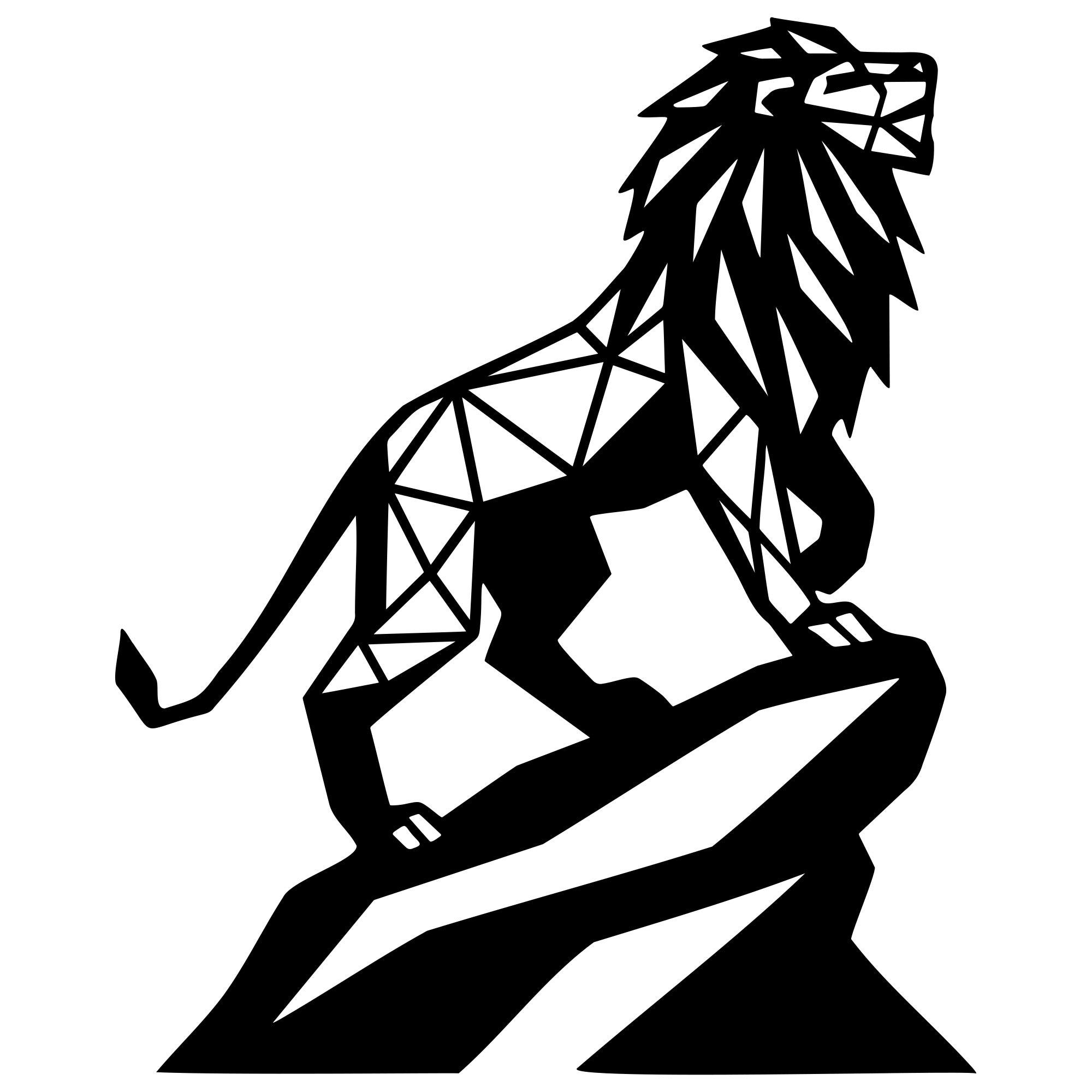 Geometric Lion DXF File – CNC Cutting Design | AWLION1312
