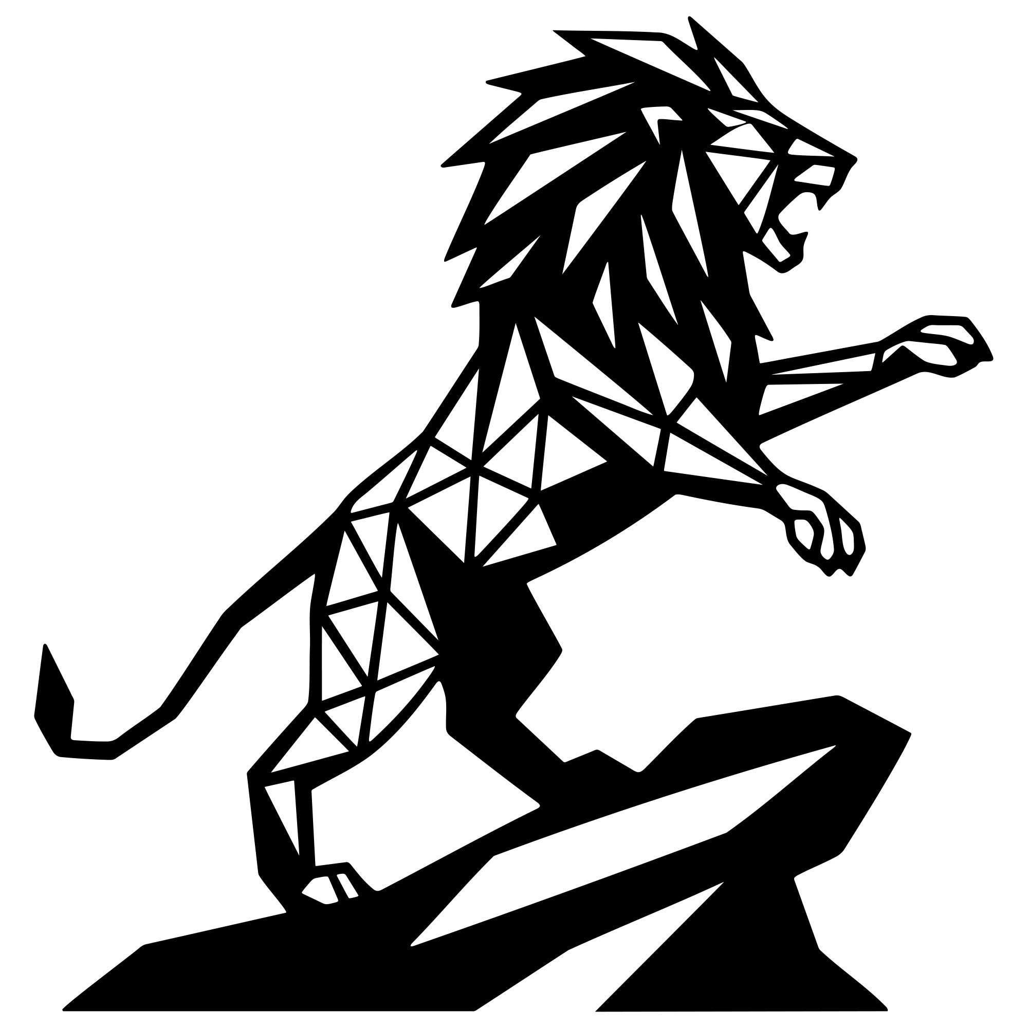 Geometric Lion DXF File – CNC Cutting Design | AWLION1314