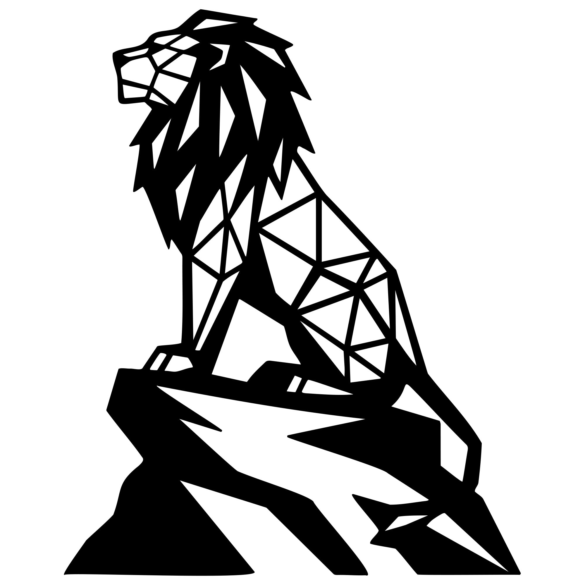 Geometric Lion DXF File – CNC Cutting Design | AWLION1317