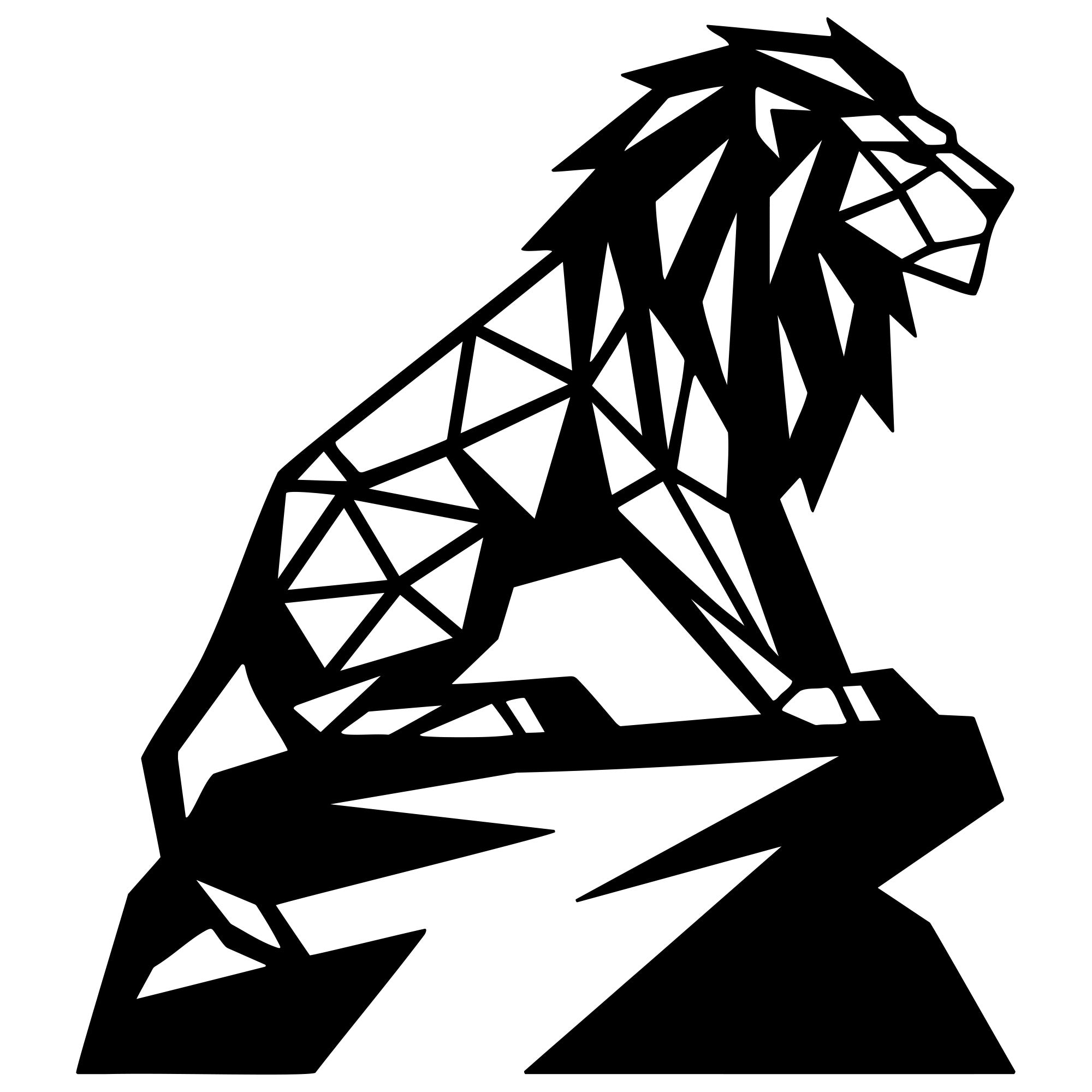 Geometric Lion DXF File – CNC Cutting Design | AWLION1318