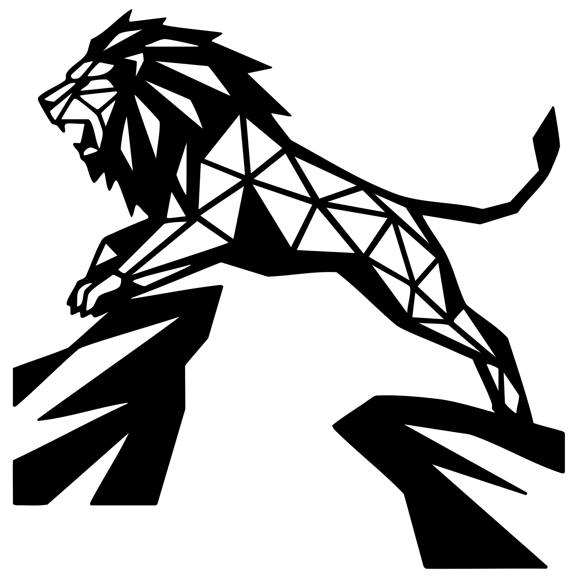 Geometric Lion DXF File – CNC Cutting Design | AWLION1319