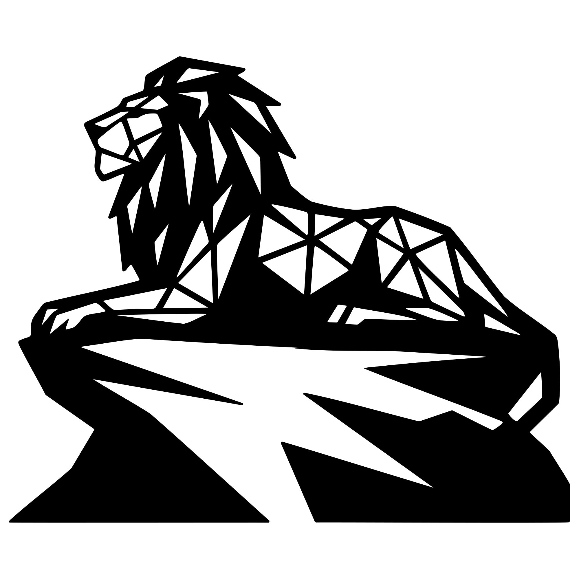 Geometric Lion DXF File – CNC Cutting Design | AWLION1320