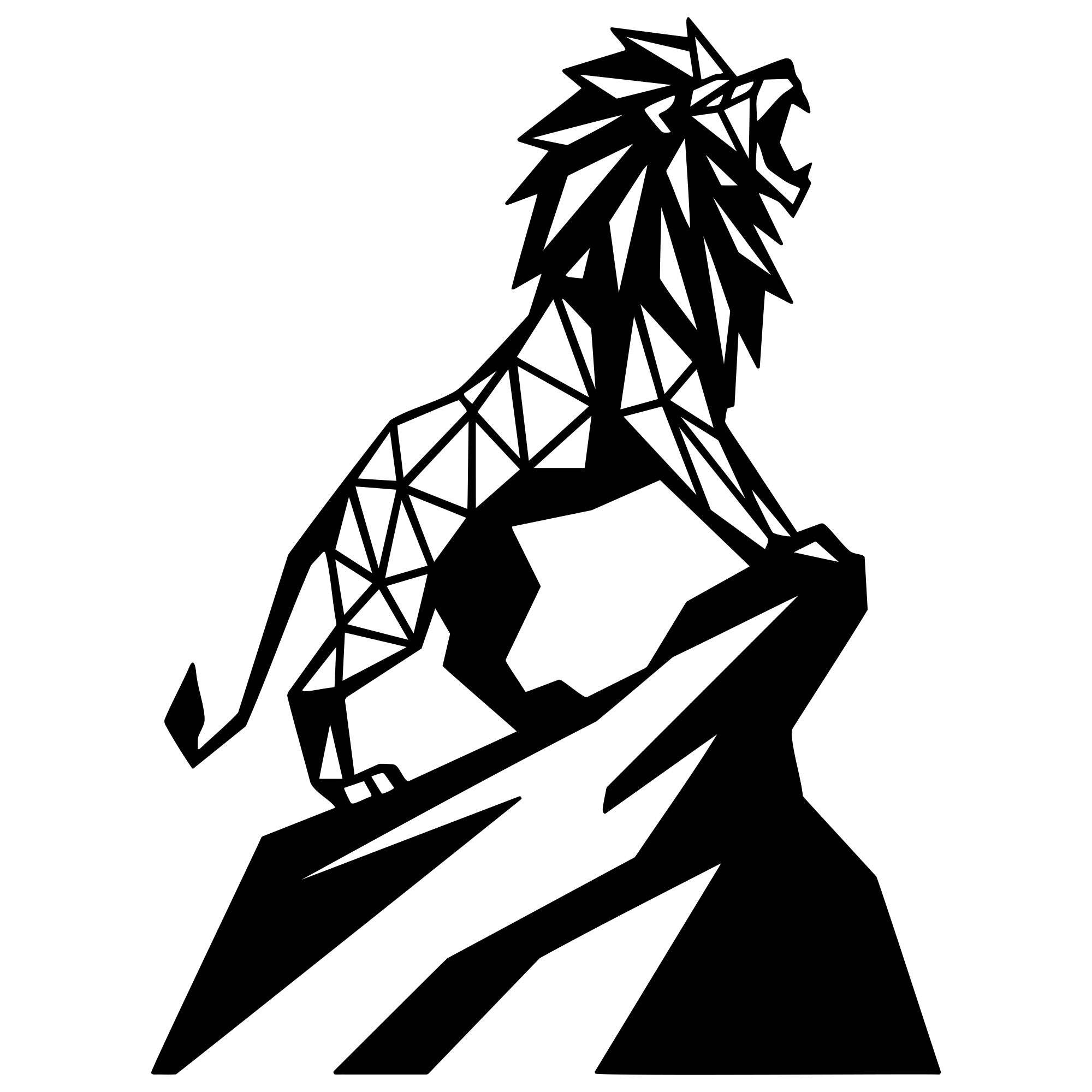 Geometric Lion DXF File – CNC Cutting Design | AWLION1321