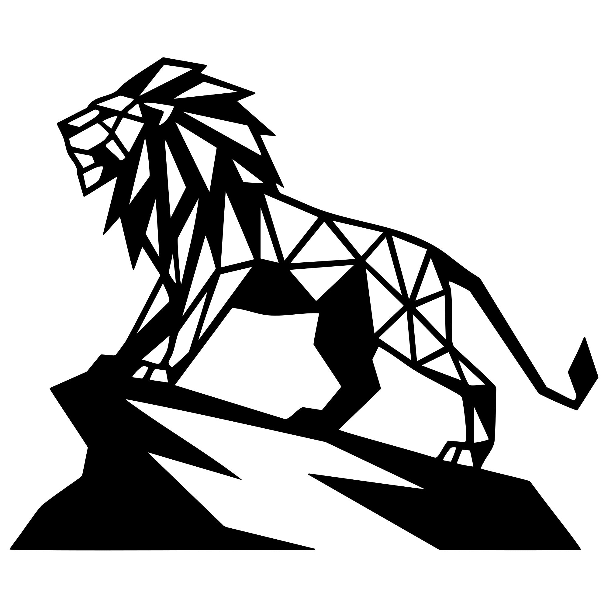 Geometric Lion DXF File – CNC Cutting Design | AWLION1322