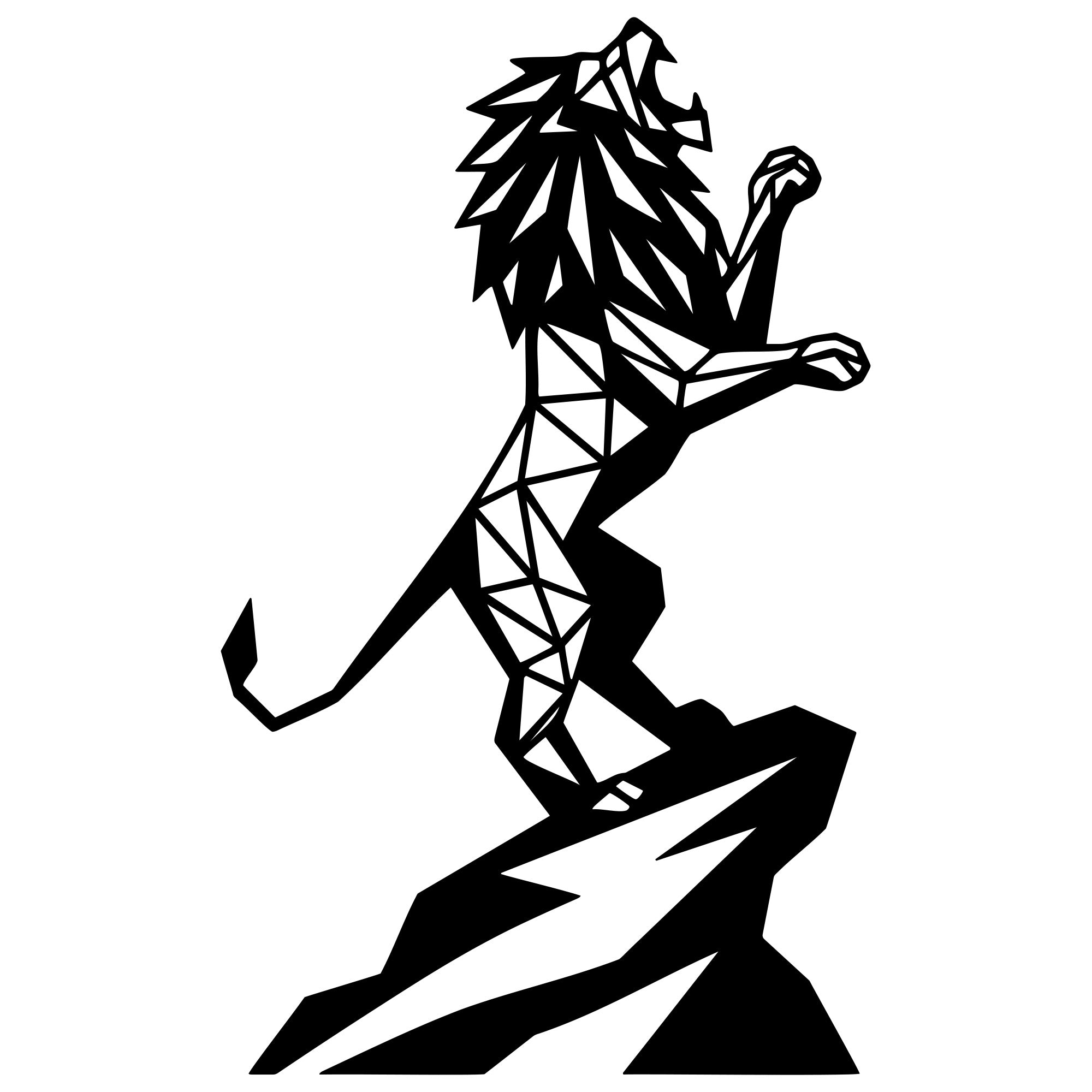 Geometric Lion DXF File – CNC Cutting Design | AWLION1323