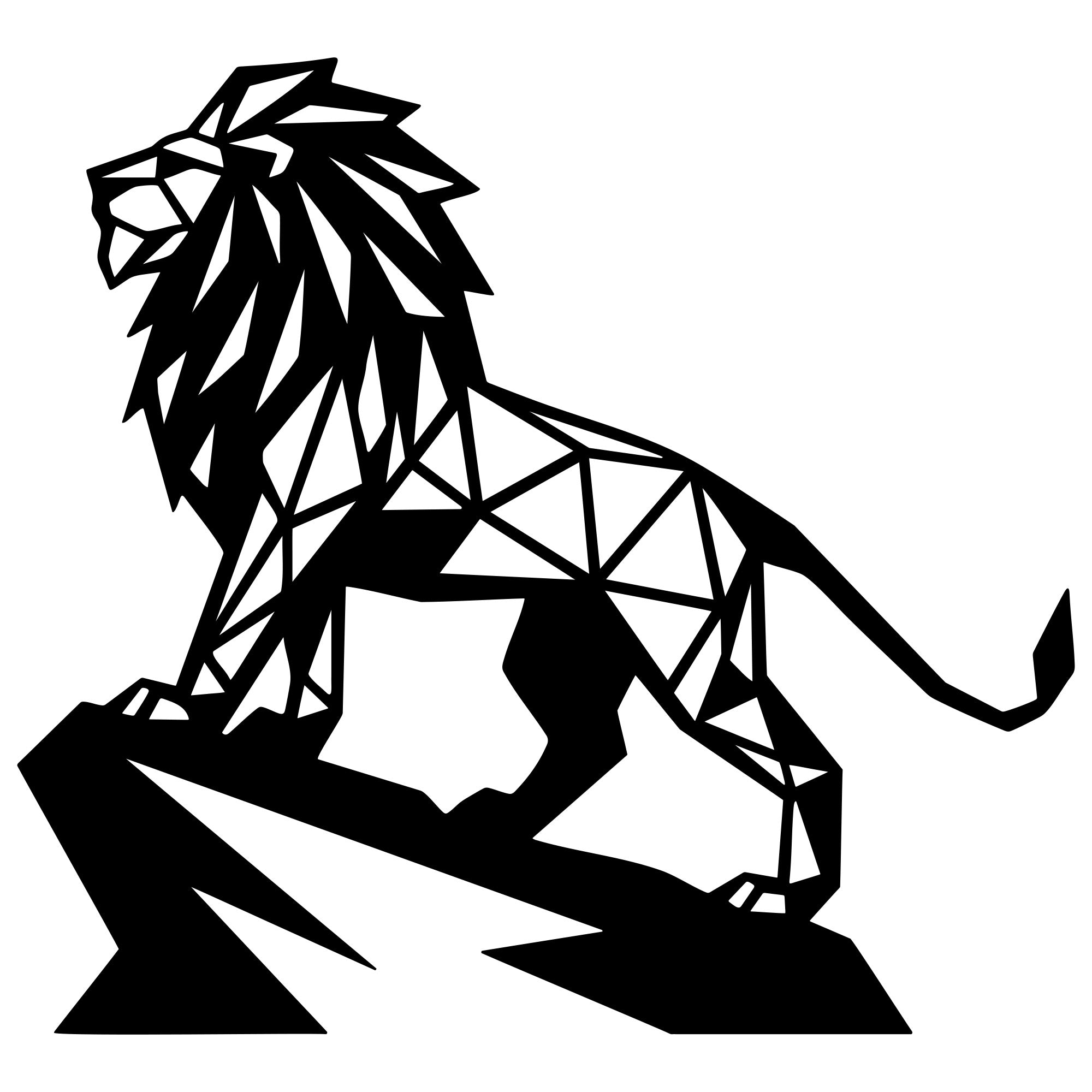 Geometric Lion DXF File – CNC Cutting Design | AWLION1324