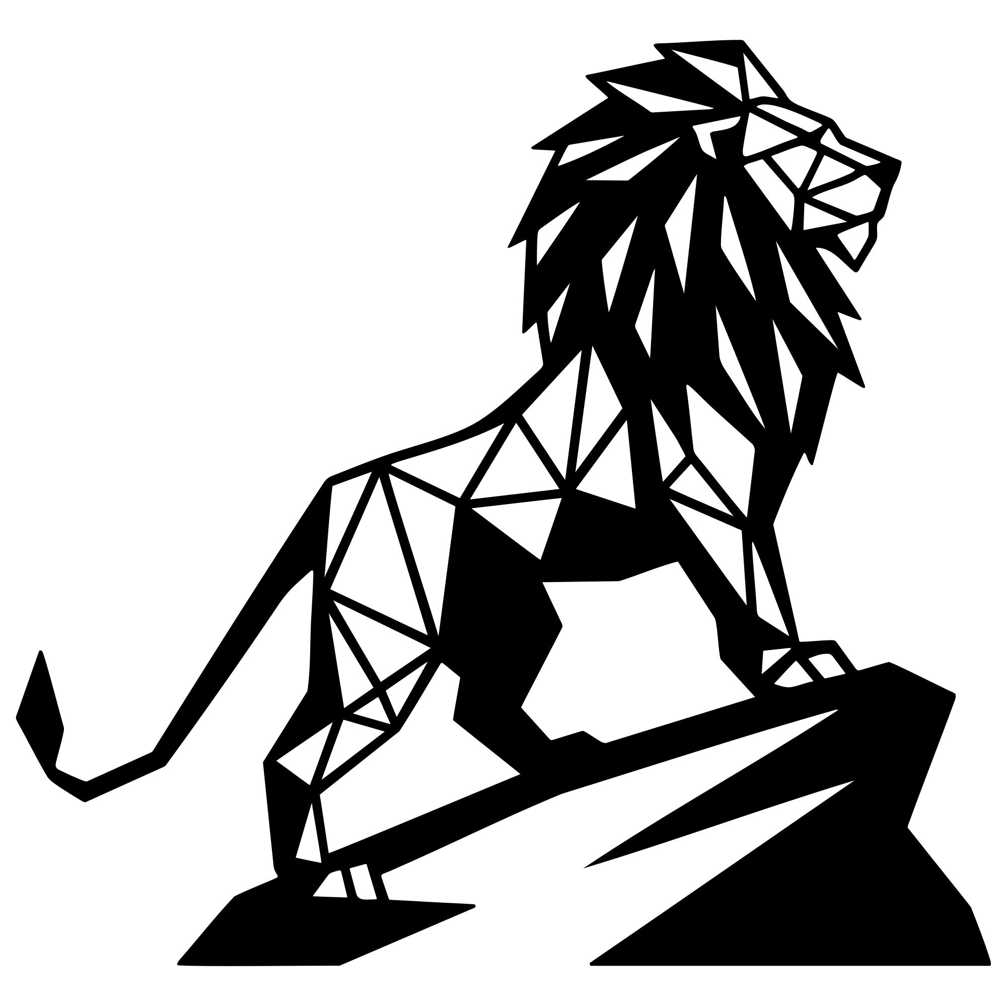 Geometric Lion DXF File – CNC Cutting Design | AWLION1325