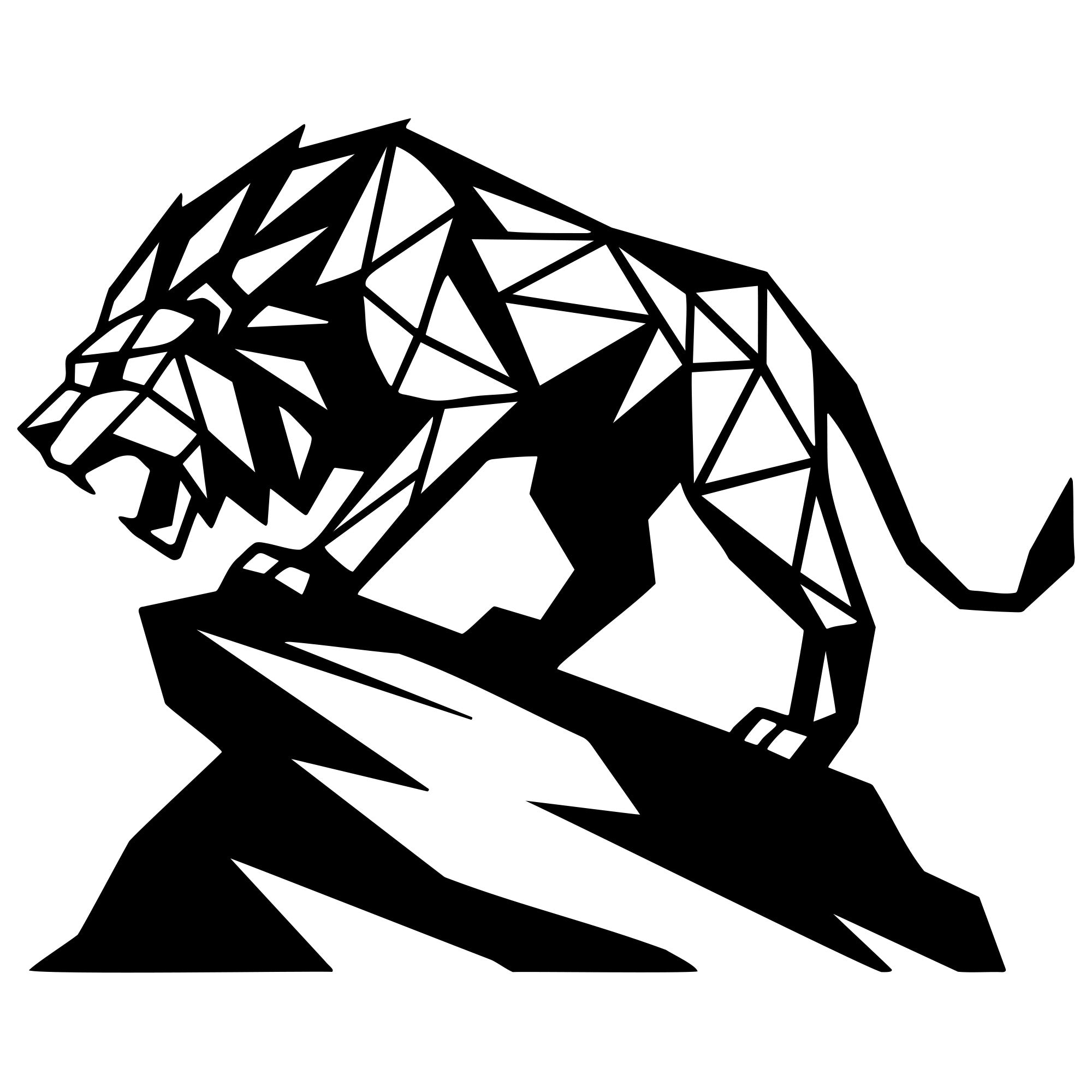 Geometric Lion DXF File – CNC Cutting Design | AWLION1328