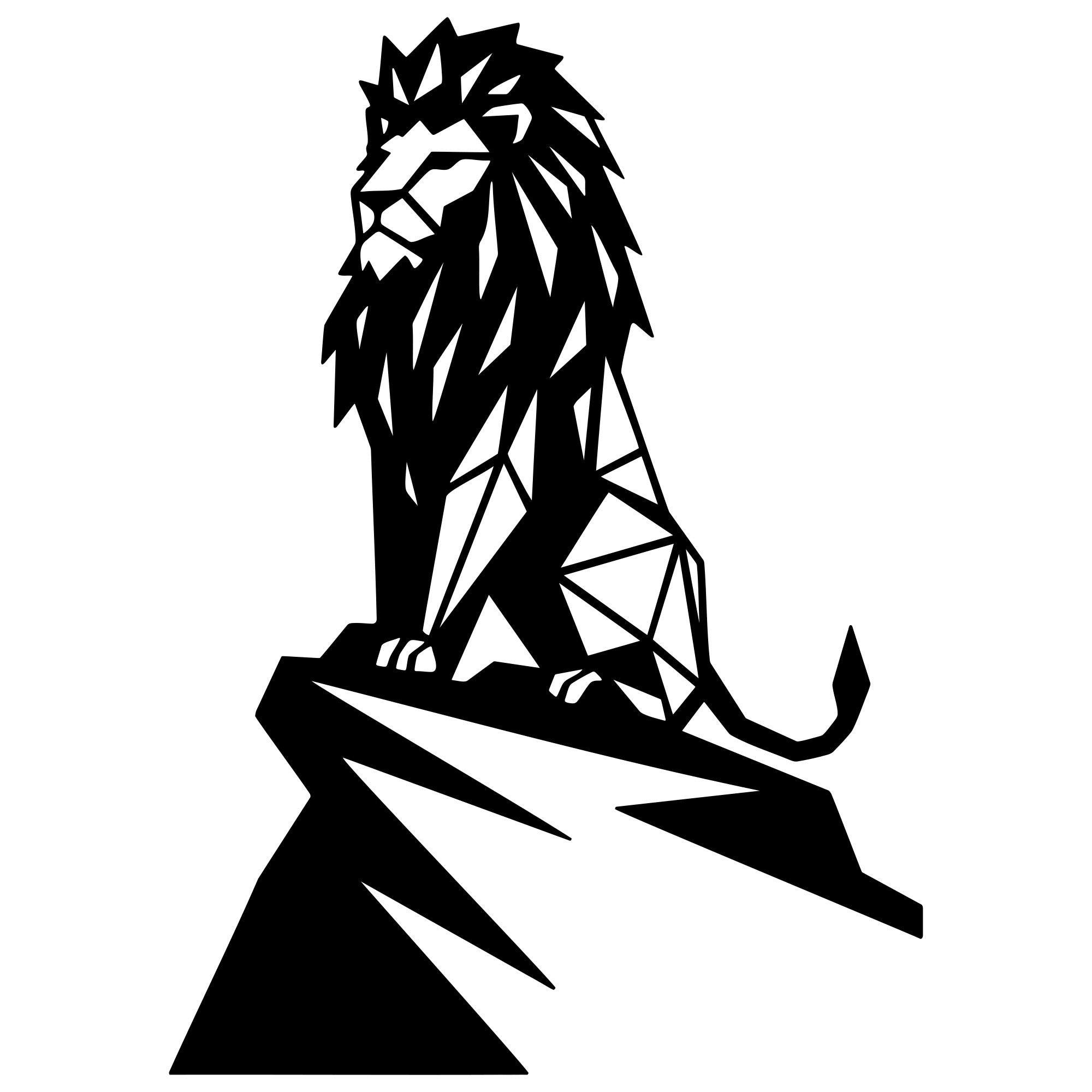 Geometric Lion DXF File – CNC Cutting Design | AWLION1330