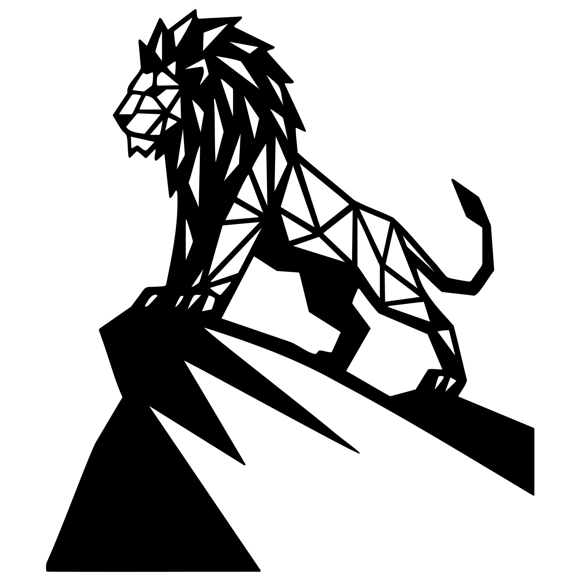 Geometric Lion DXF File – CNC Cutting Design | AWLION1333